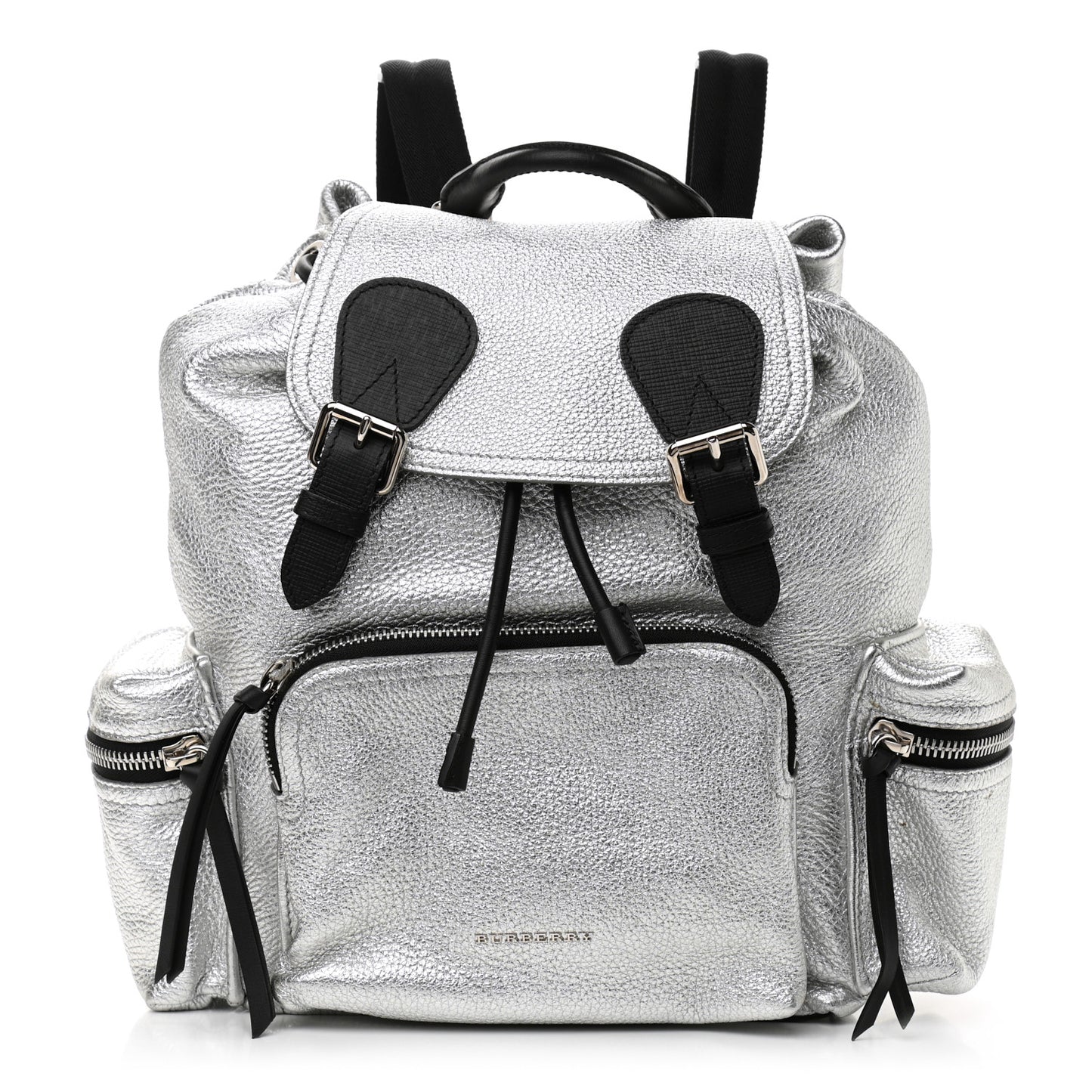 Metallic Deerskin Medium Rucksack Backpack Silver