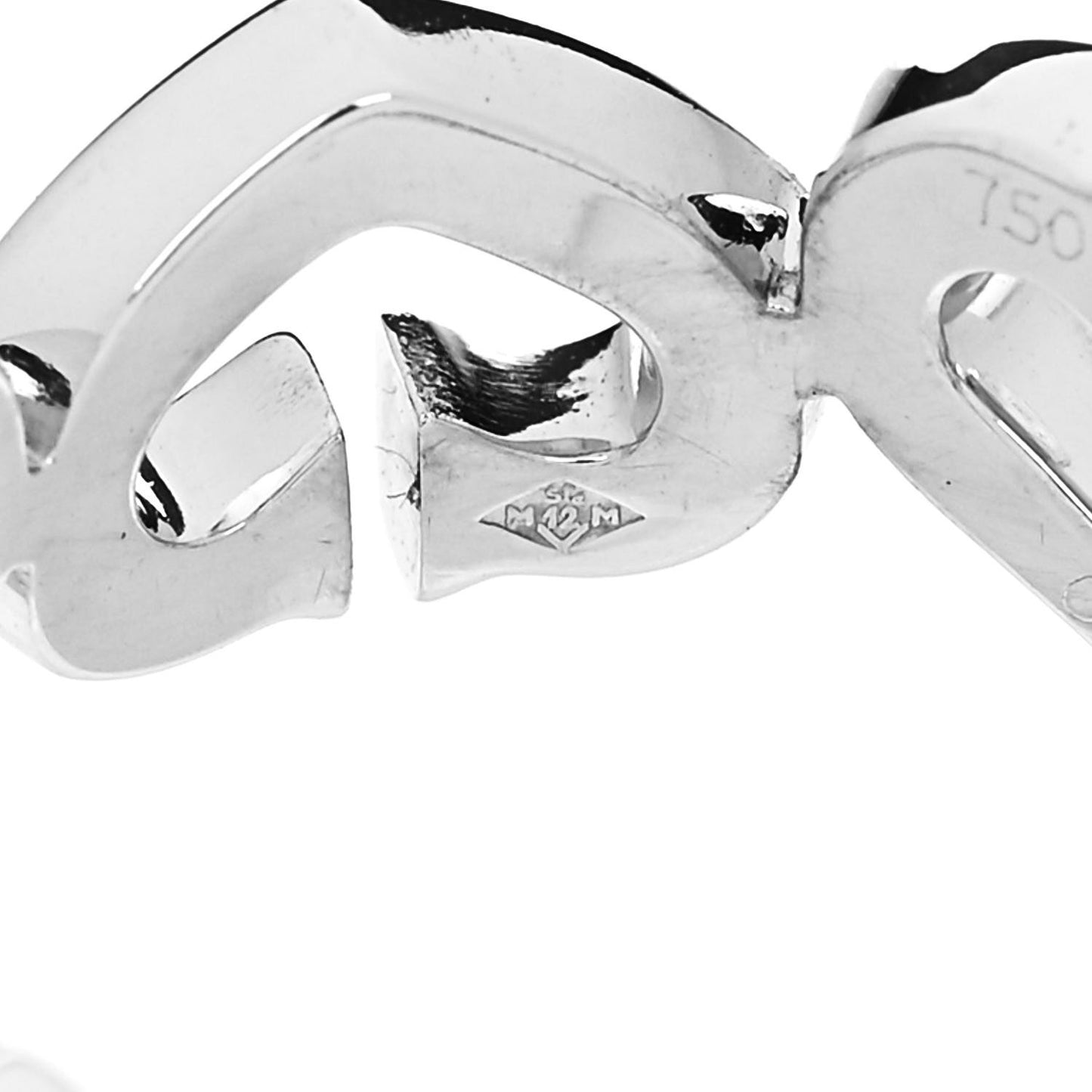 18K White Gold Diamond Hearts and Symbols Ring 49 4.75