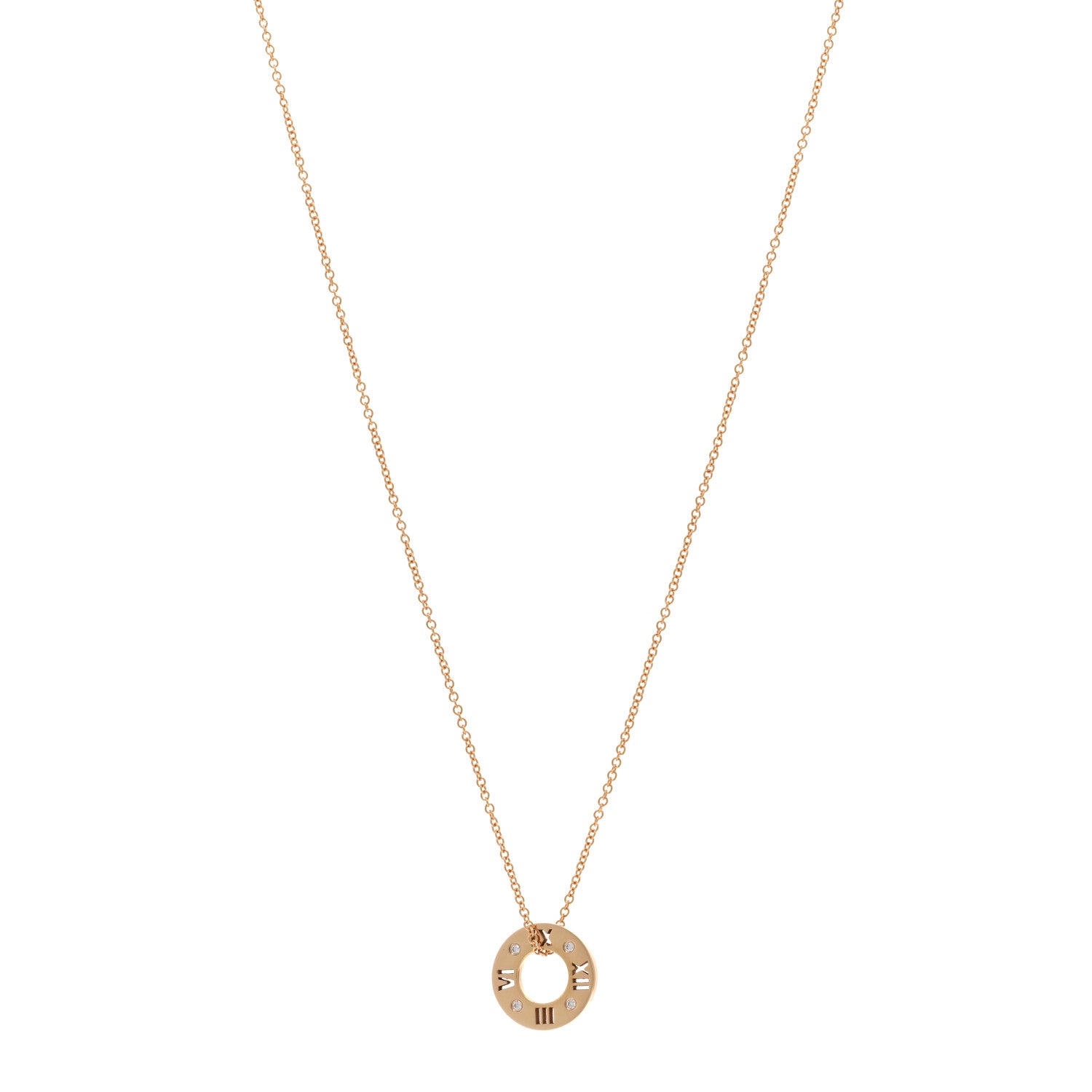 Tiffany 18K Rose Gold Diamond Atlas Pierced Pendant Necklace 1 of 4