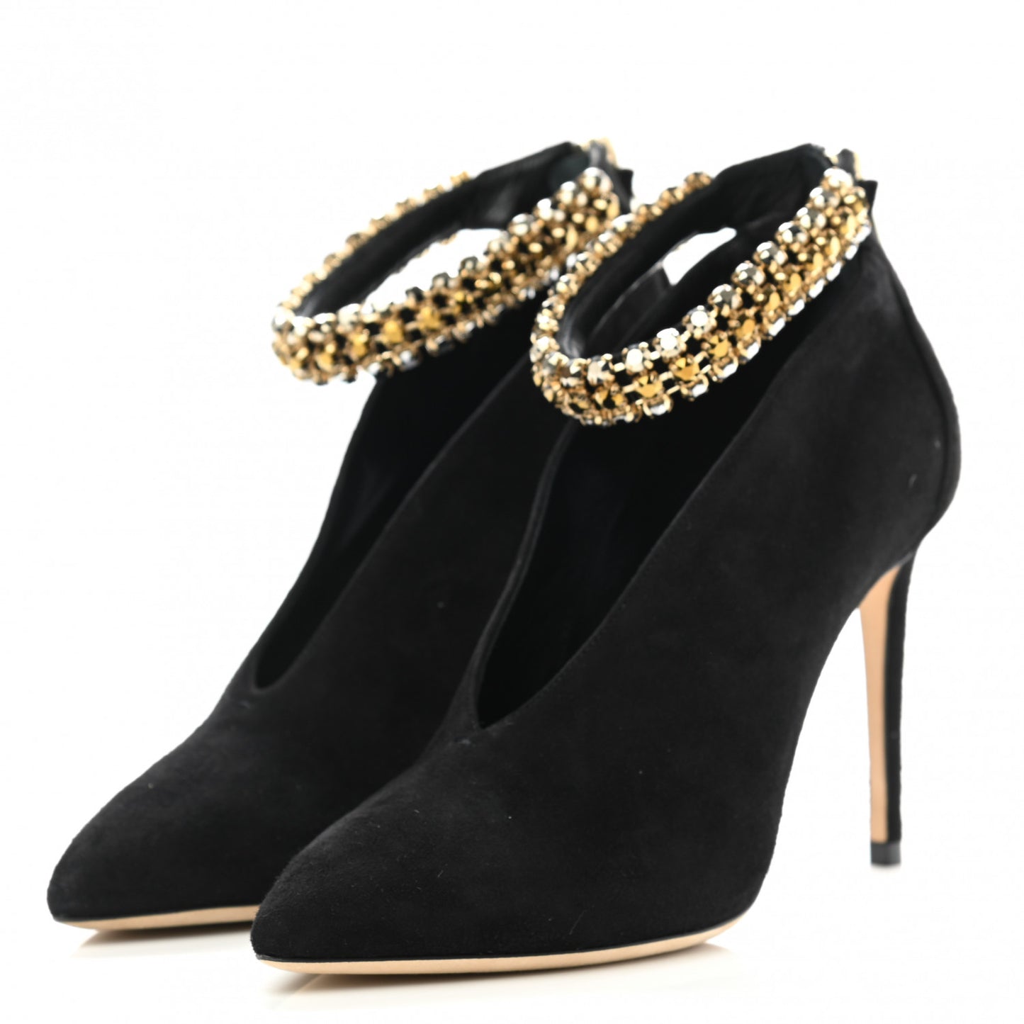 Suede Crystal Lux 100 Ankle Boots 36.5 Black Gold Mix
