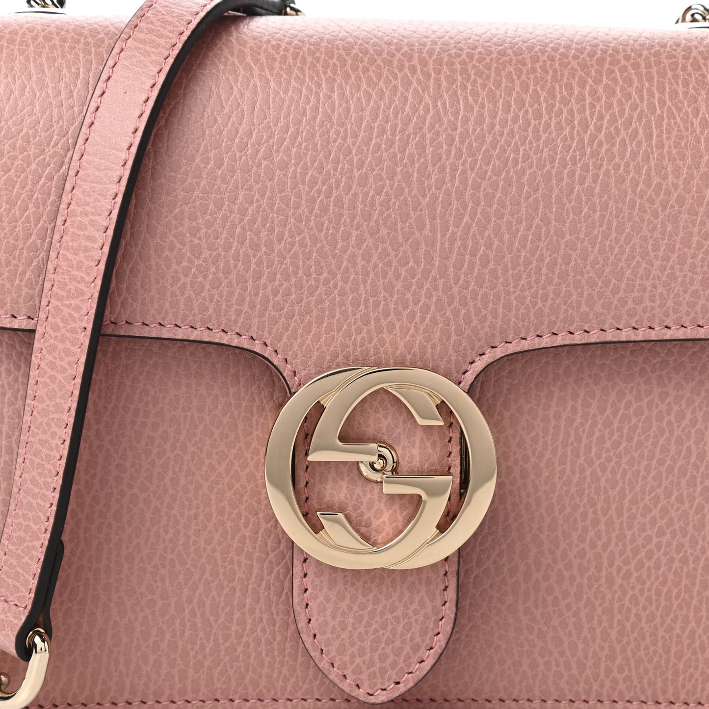 Dollar Calfskin Small Interlocking G Shoulder Bag Soft Pink