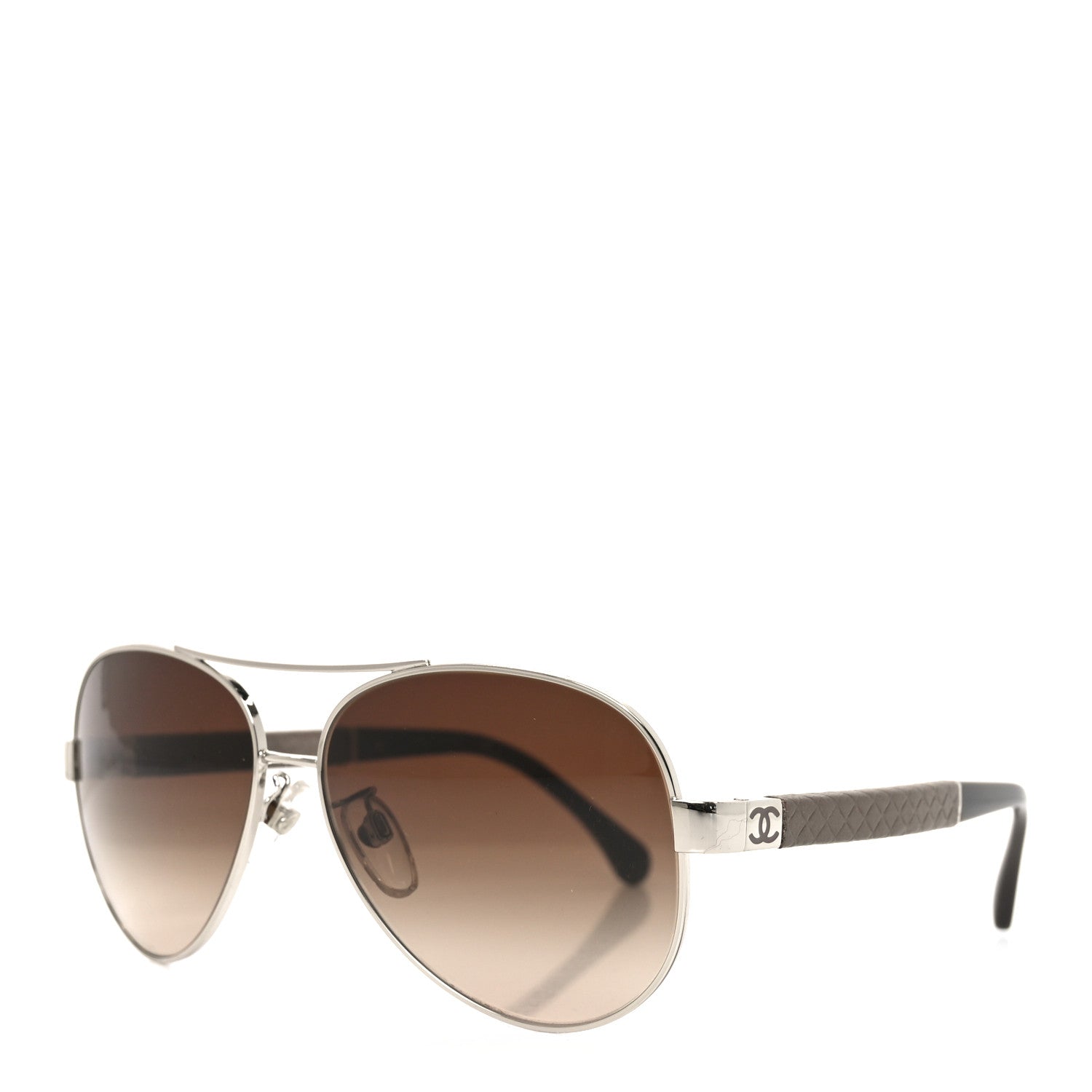 Chanel Lambskin Quilted CC Aviator Sunglasses 4195-Q-A Brown