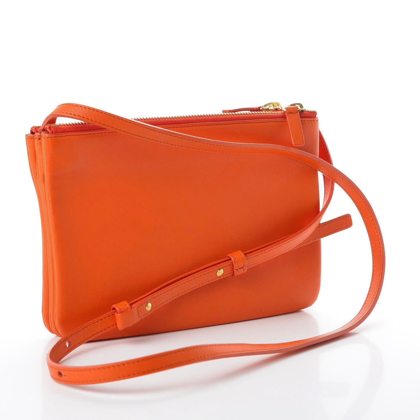 Lambskin Small Trio Crossbody Bag Bright Orange