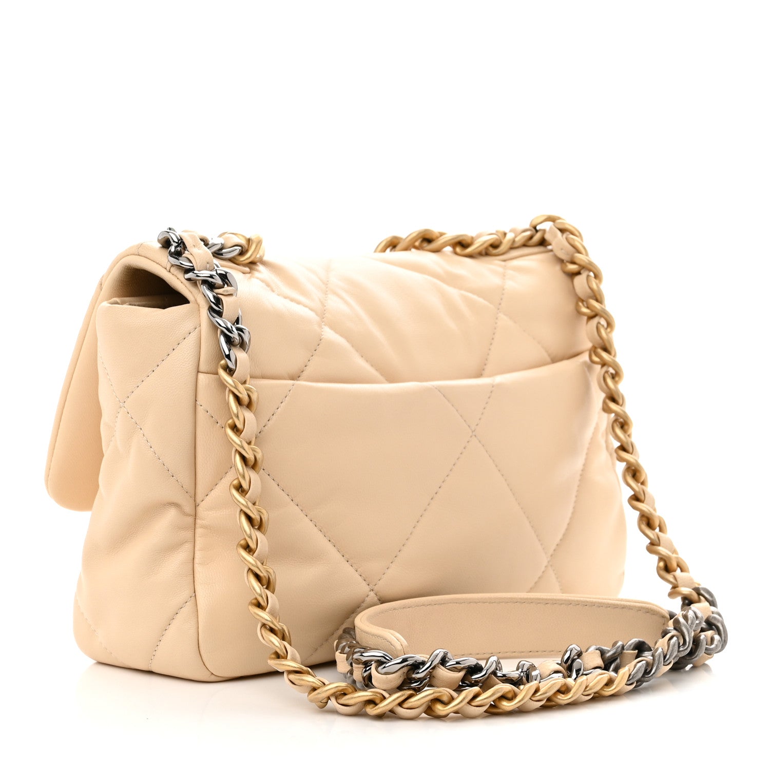 Chanel Goatskin Quilted Medium Chanel 19 Flap Beige 3 of 11