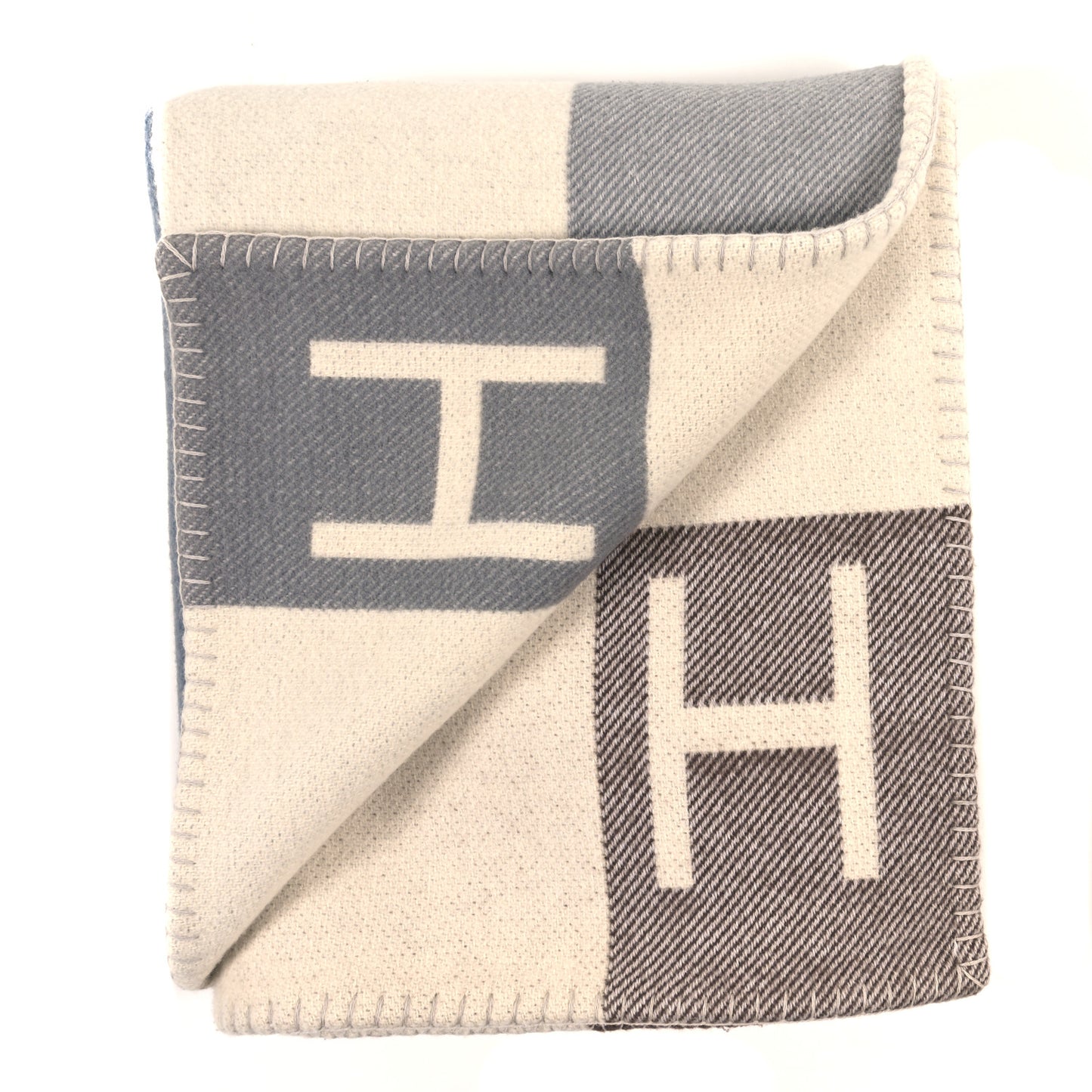 Wool Cashmere Avalon Vibration Blanket Ecru Gris