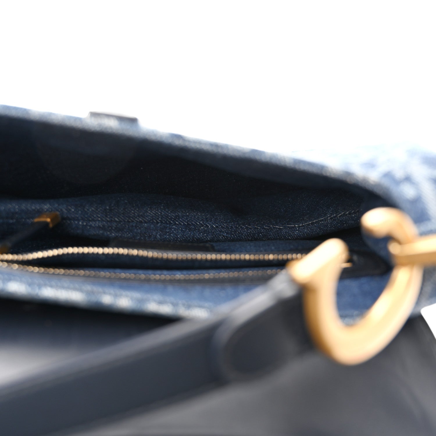 Christian Dior Denim Oblique Jacquard Saddle Bag With Strap Blue 5 of 10