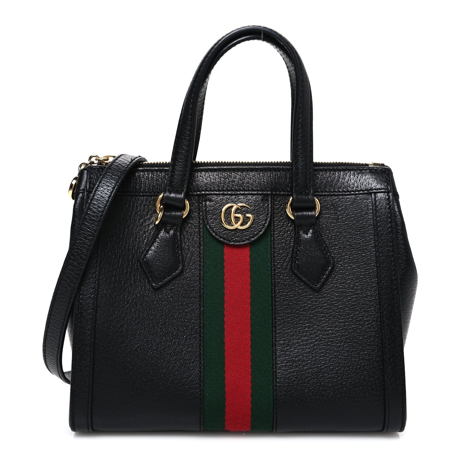 Gucci Textured Calfskin Web Small Ophidia Tote Bag Black 1842281