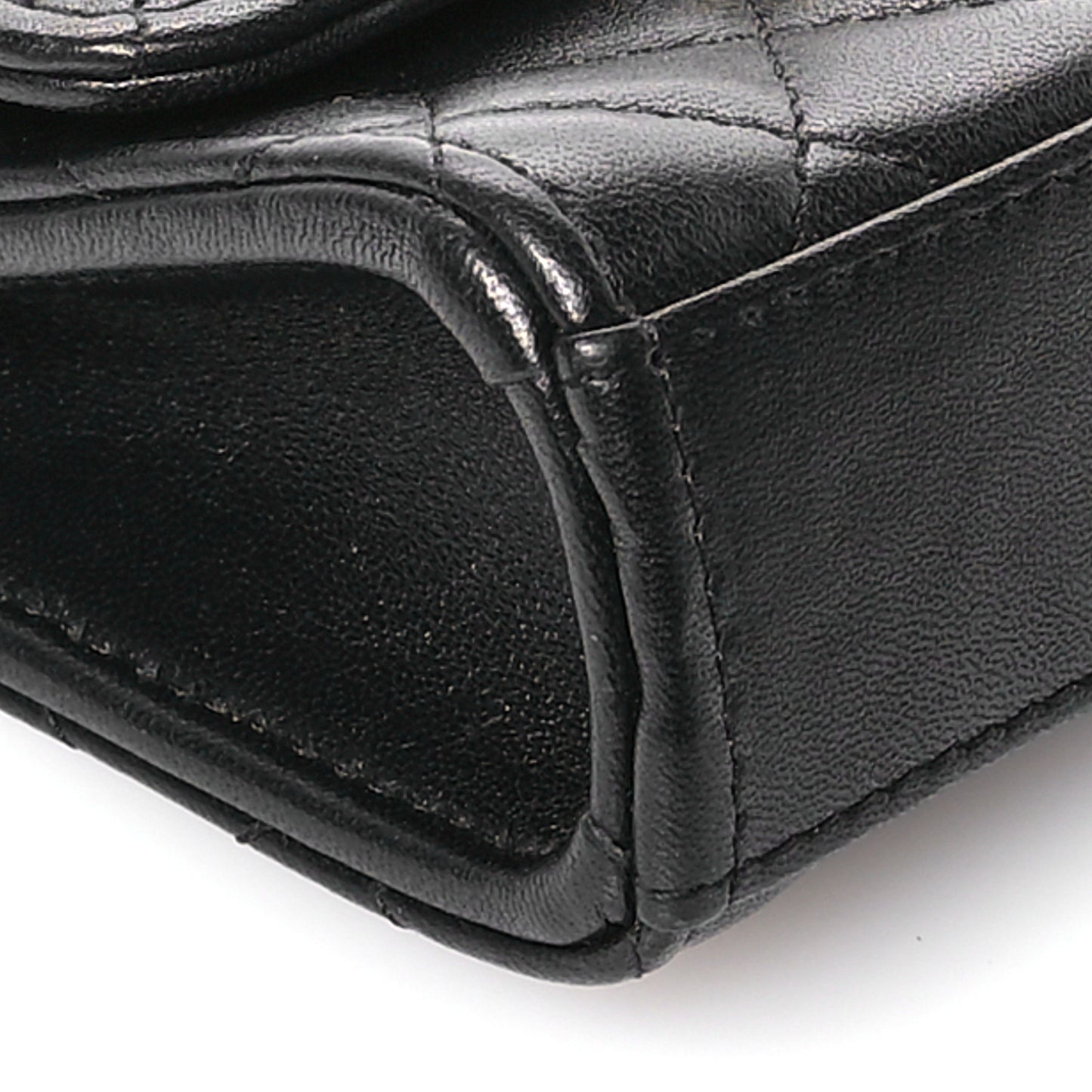 Lambskin Enamel Quilted Mini Top Handle Flap Black