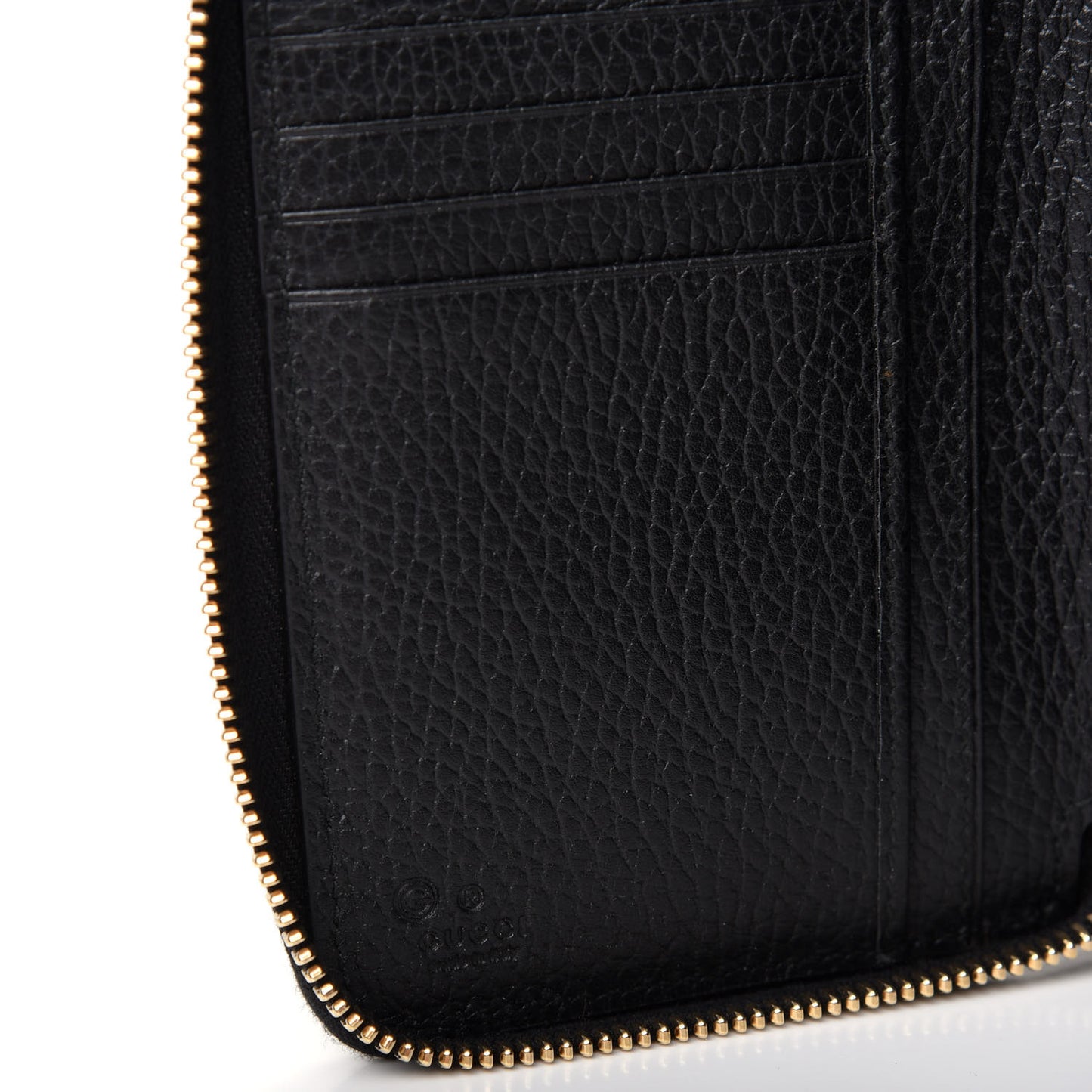 Dollar Calfskin Medium GG Zip Around Wallet Black