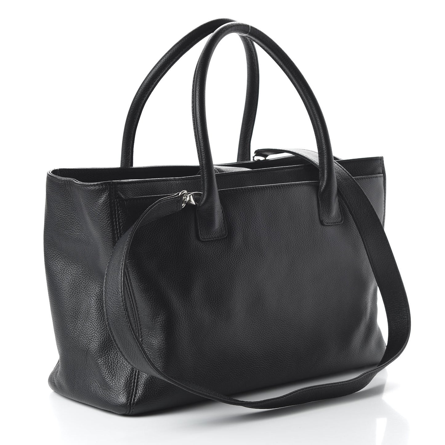 Calfskin Cerf Executive Shopper Tote Black
