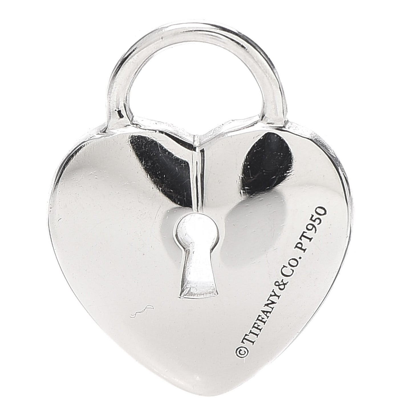 Platinum Diamond Small Heart Lock Charm Pendant