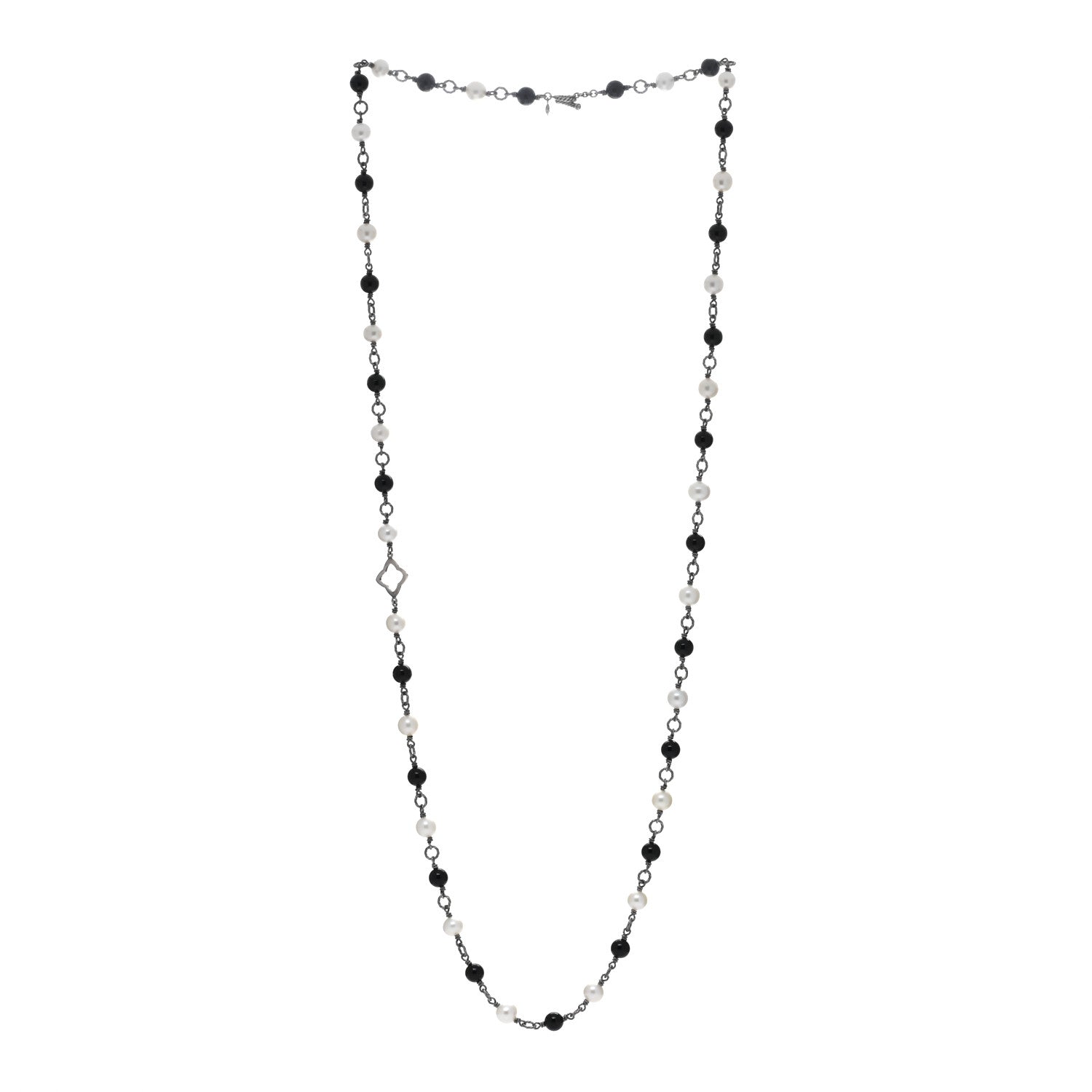 David Yurman Sterling Silver Black Onyx Pearl Bijoux Necklace 2 of 4