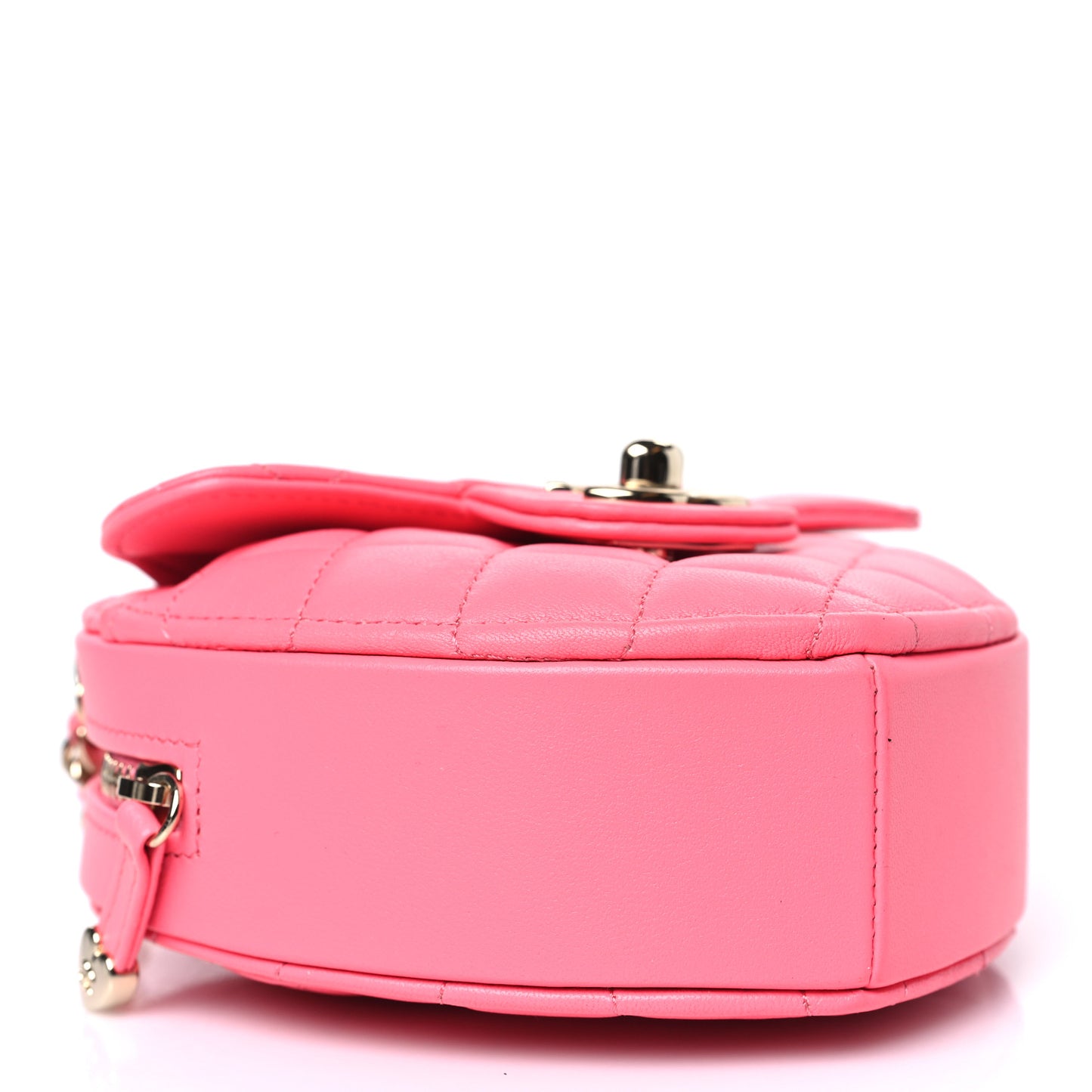 Lambskin Quilted CC In Love Heart Clutch With Chain Pink
