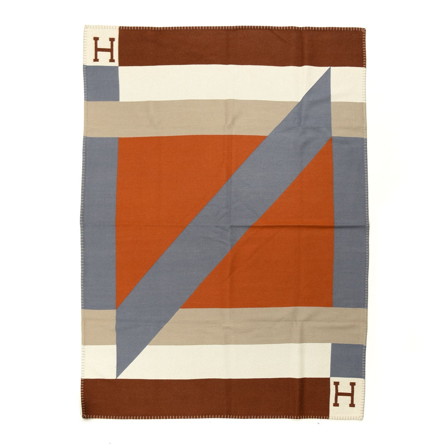 Cashmere H Drapeau Blanket Terracotta Gris