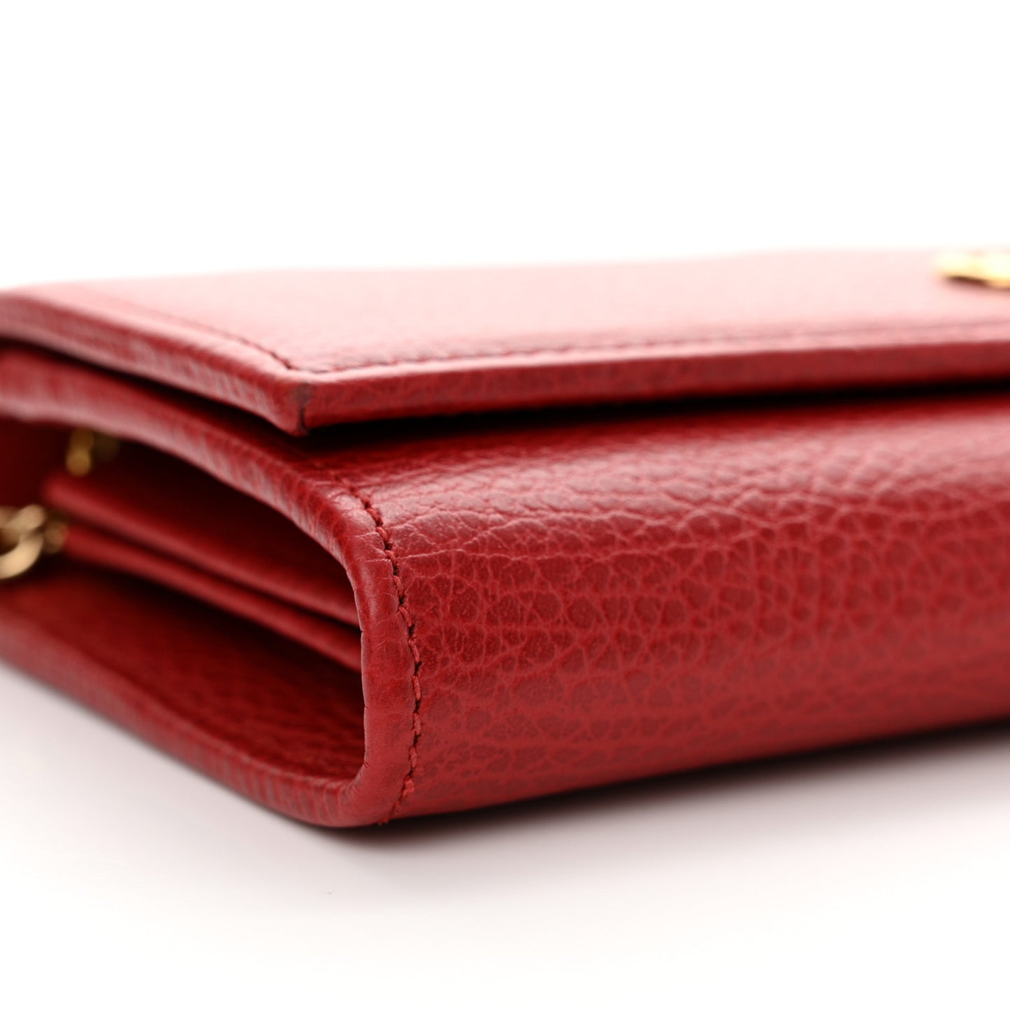 Dollar Calfskin Petite GG Marmont Wallet Chain Bag Hibiscus Red