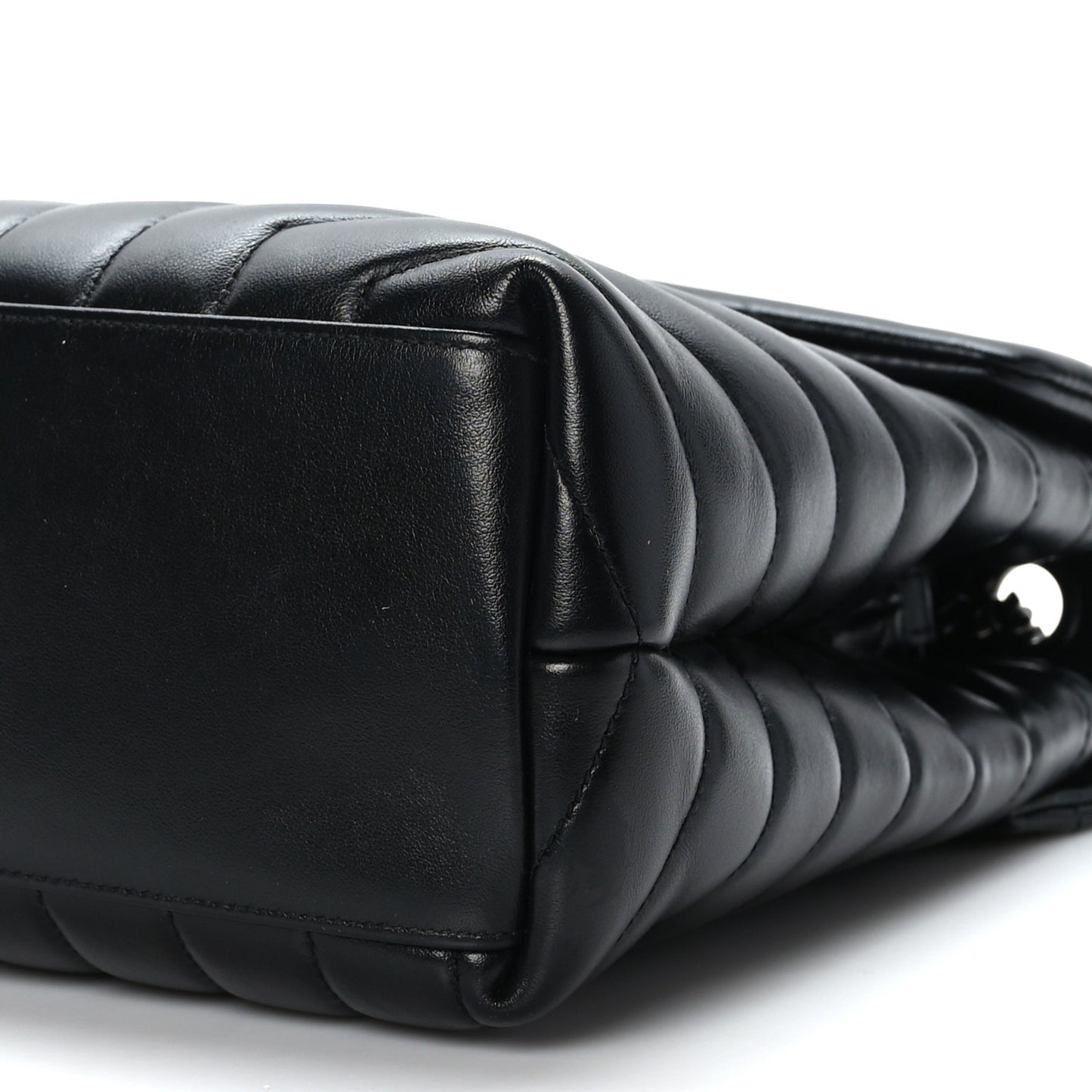 Calfskin Y Quilted Monogram Monochrome Medium Loulou Chain Satchel Black
