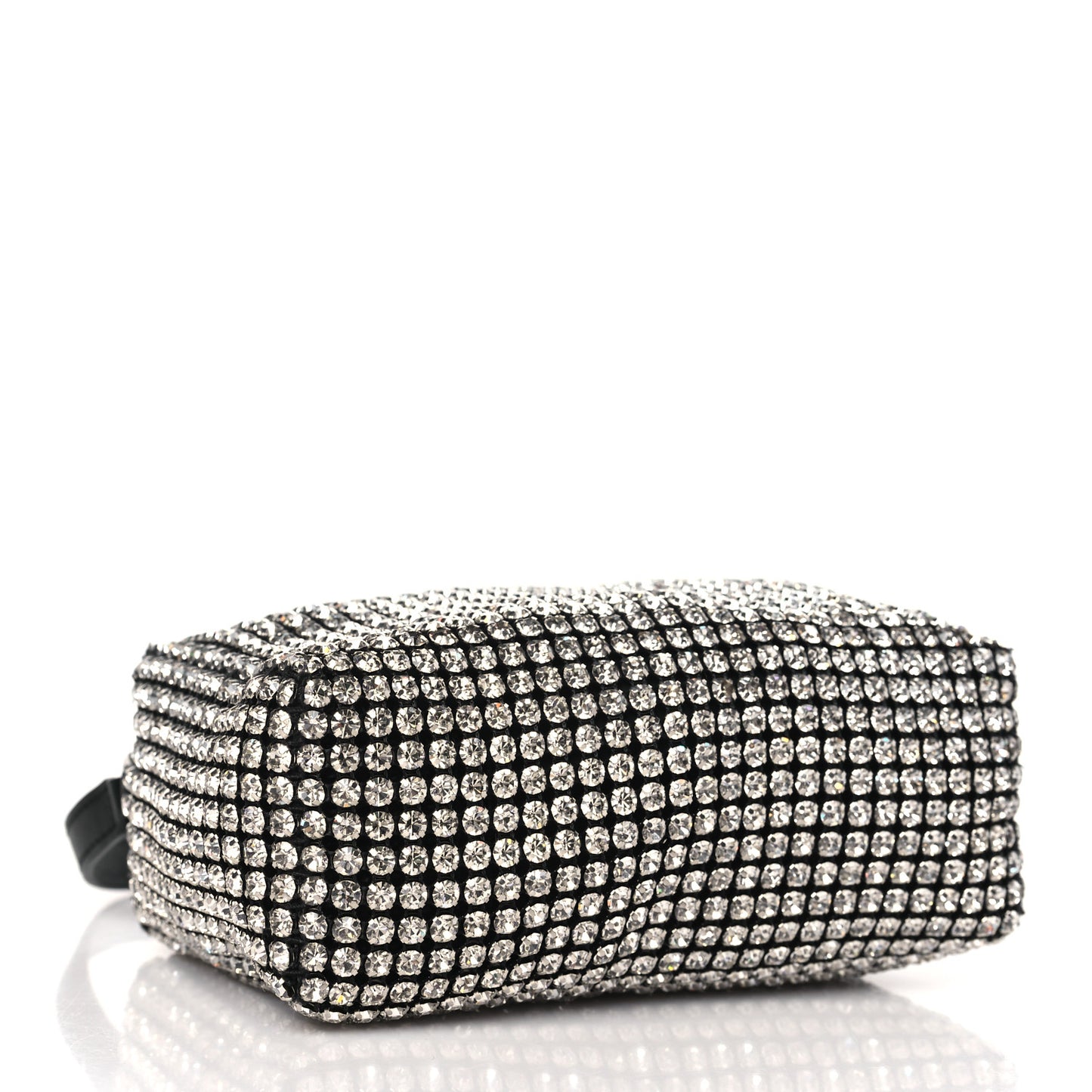 Mesh Crystal Rhinestone Mini Heiress Pouch Black Silver