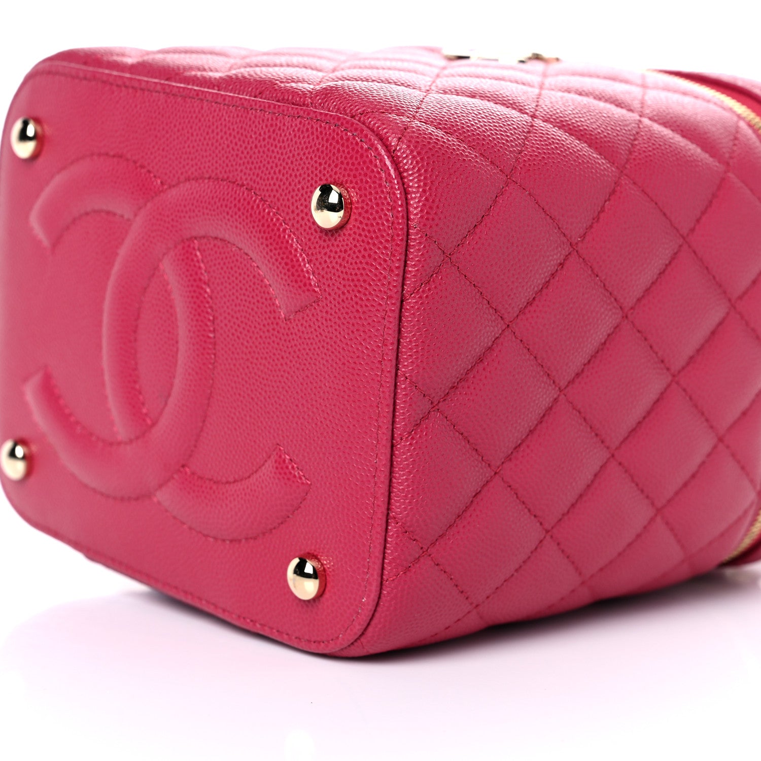 Chanel Caviar Quilted Small Top Handle Vanity Case With Chain Dark Pink 9 of 11
