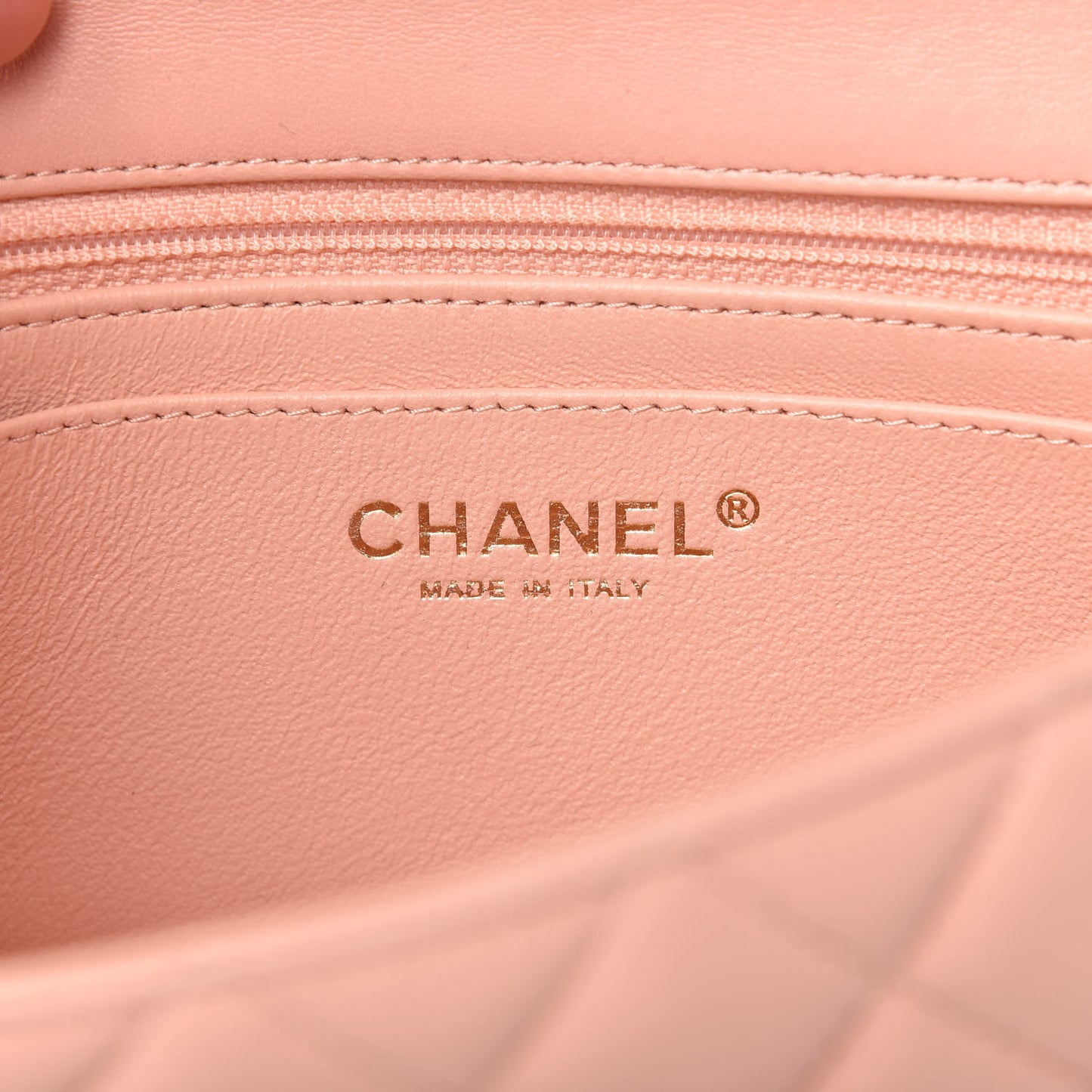 Lambskin Quilted Mini Rectangular Flap Light Pink