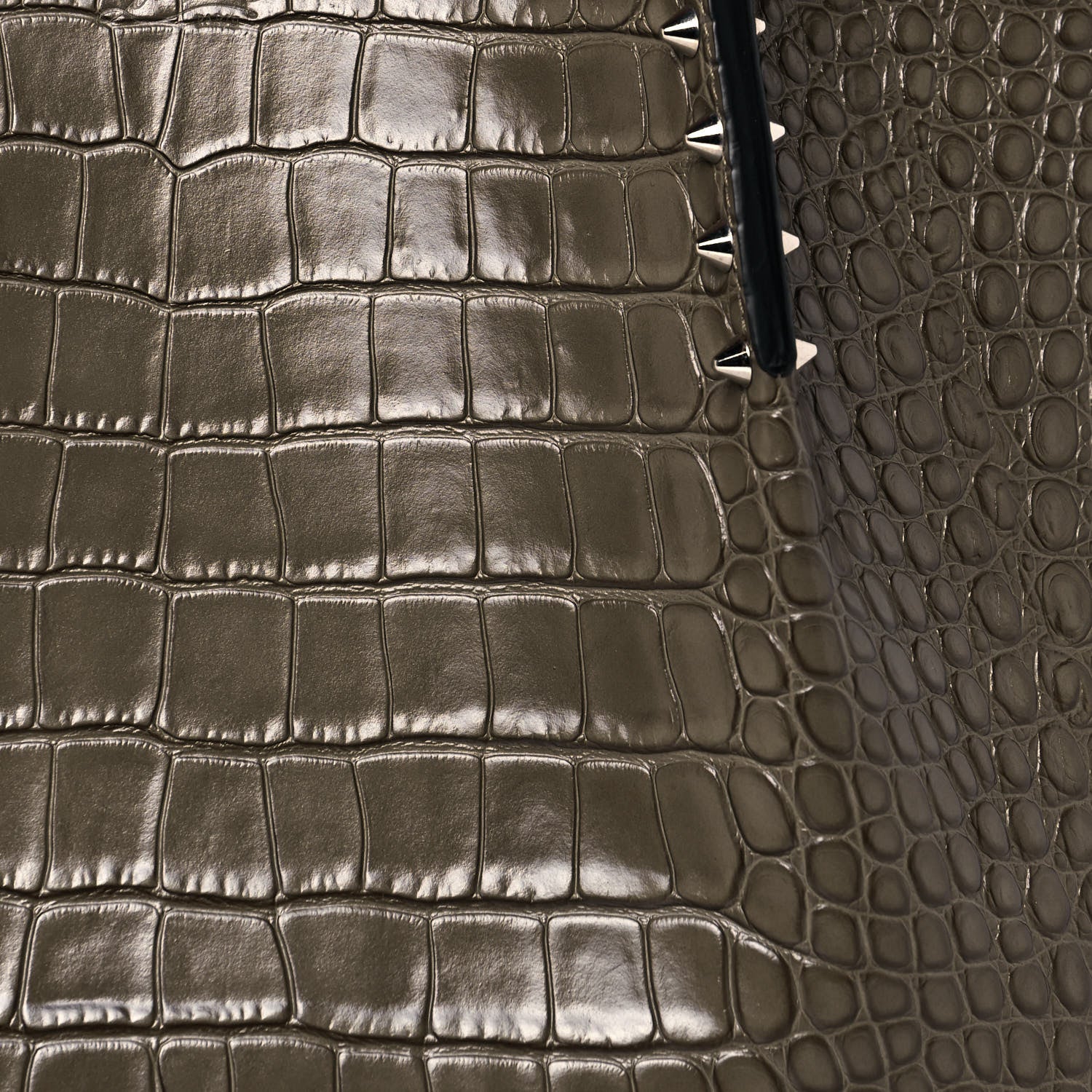 Christian Louboutin Crocodile Embossed Calfskin Spiked Small Cabarock Shopper Tote Silex 7 of 12