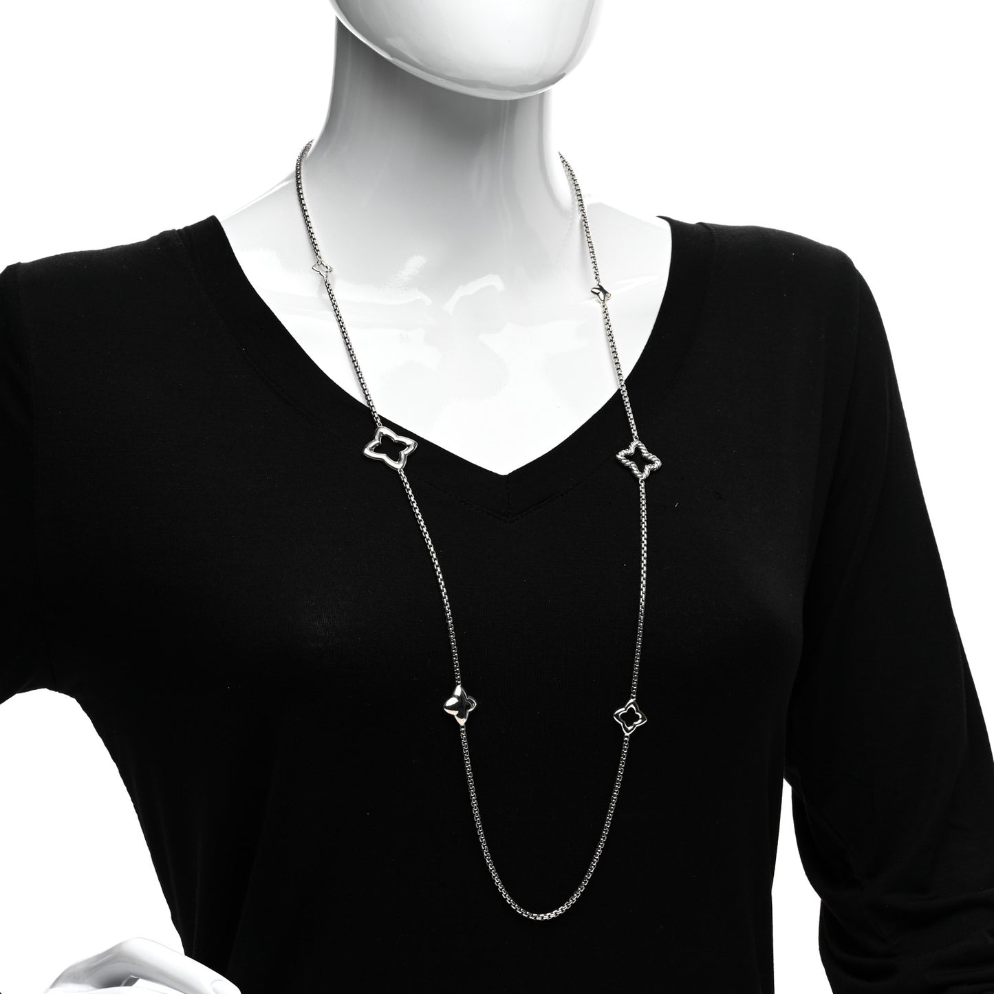 Sterling Silver 25mm Quatrefoil Chain Necklace