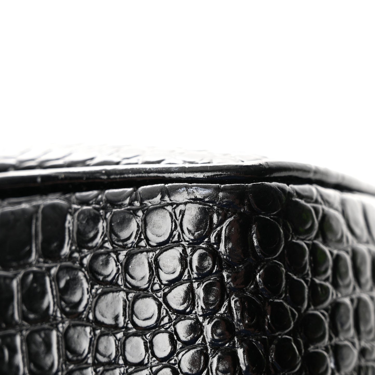 Patent Calfskin Crocodile Embossed Monogram Lou Camera Bag Black