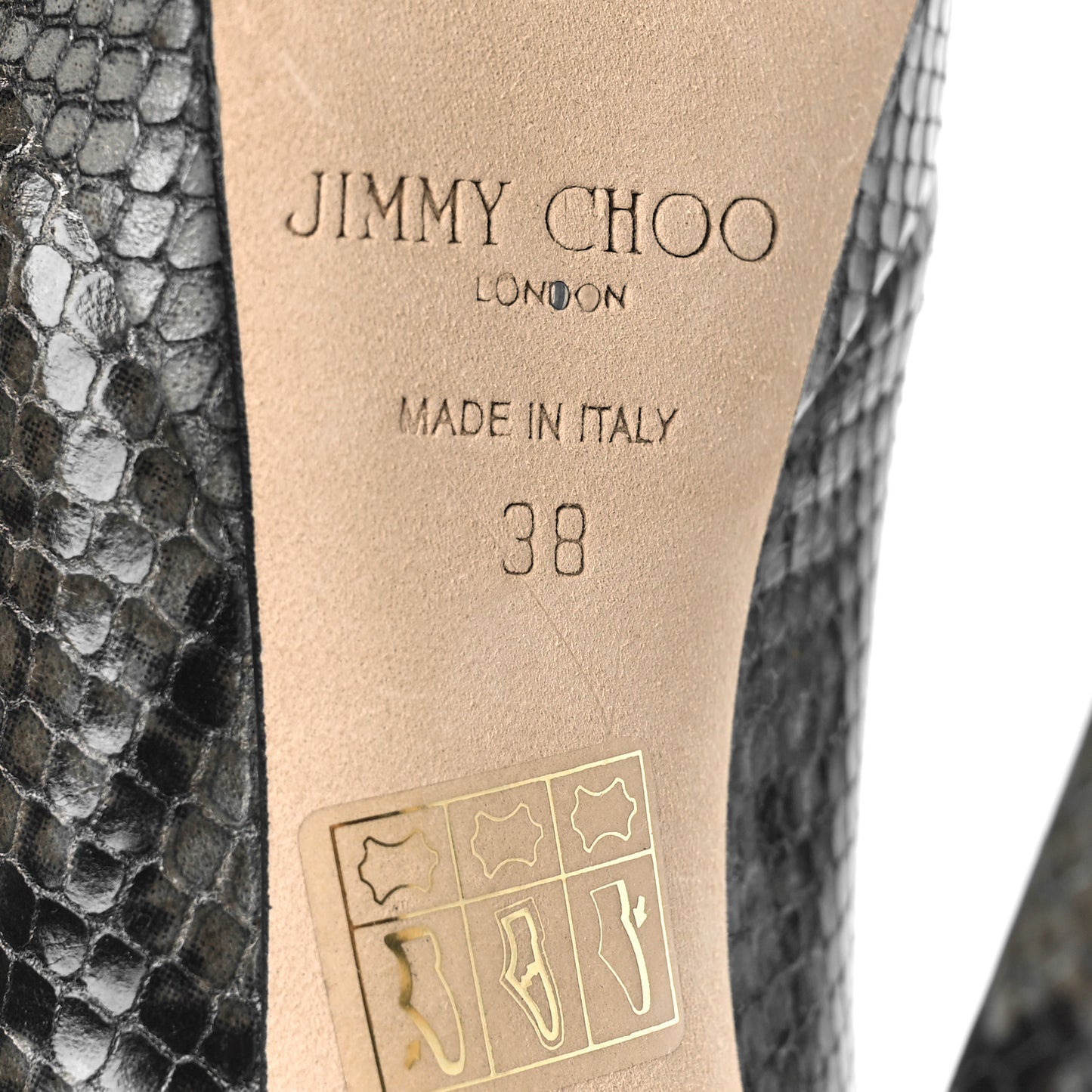 Calfskin Snake Print Pumps 38 Grey