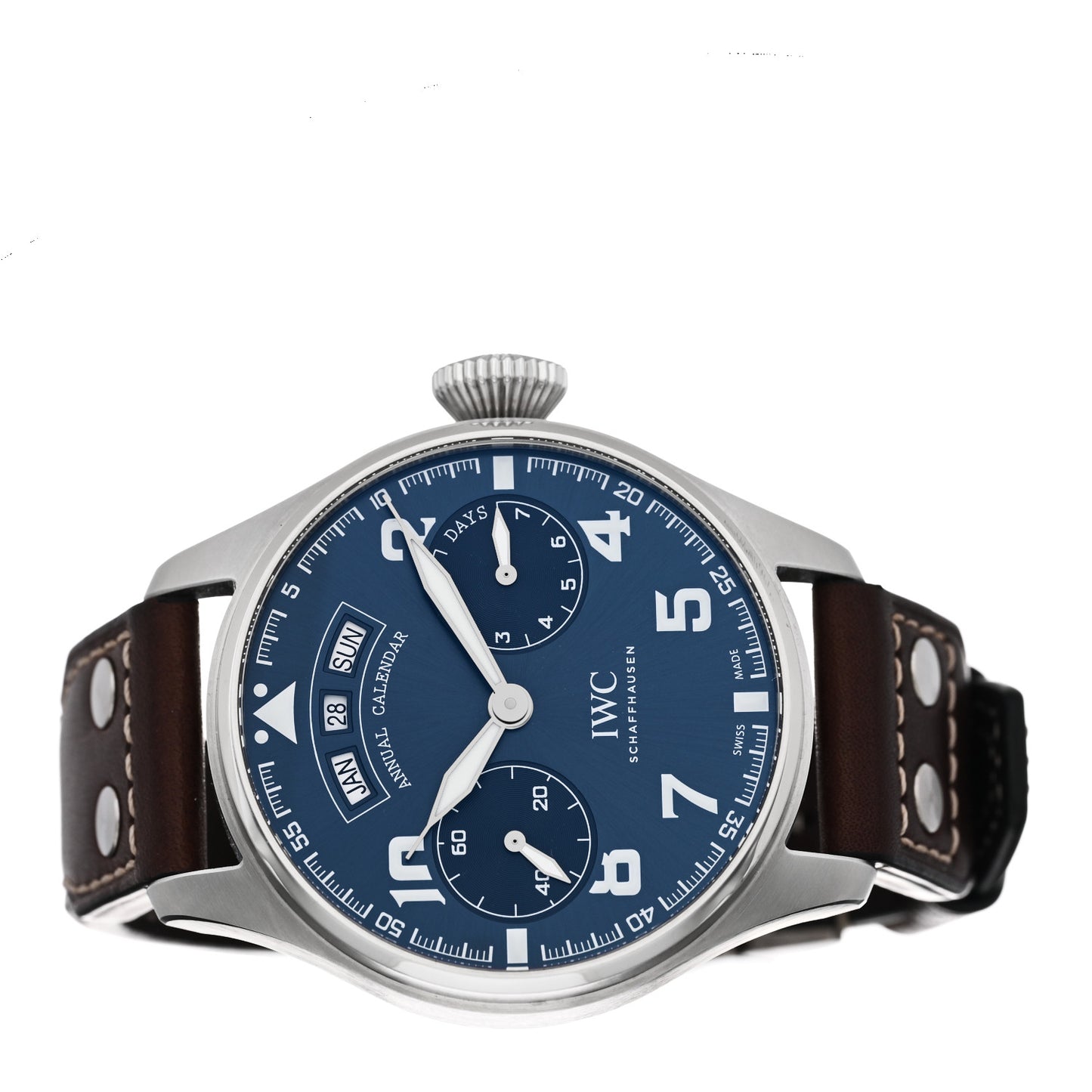Stainless Steel Calfskin 46mm Big Pilot's Annual Calendar “Le Petit Prince” Automatic Watch Blue IW502710