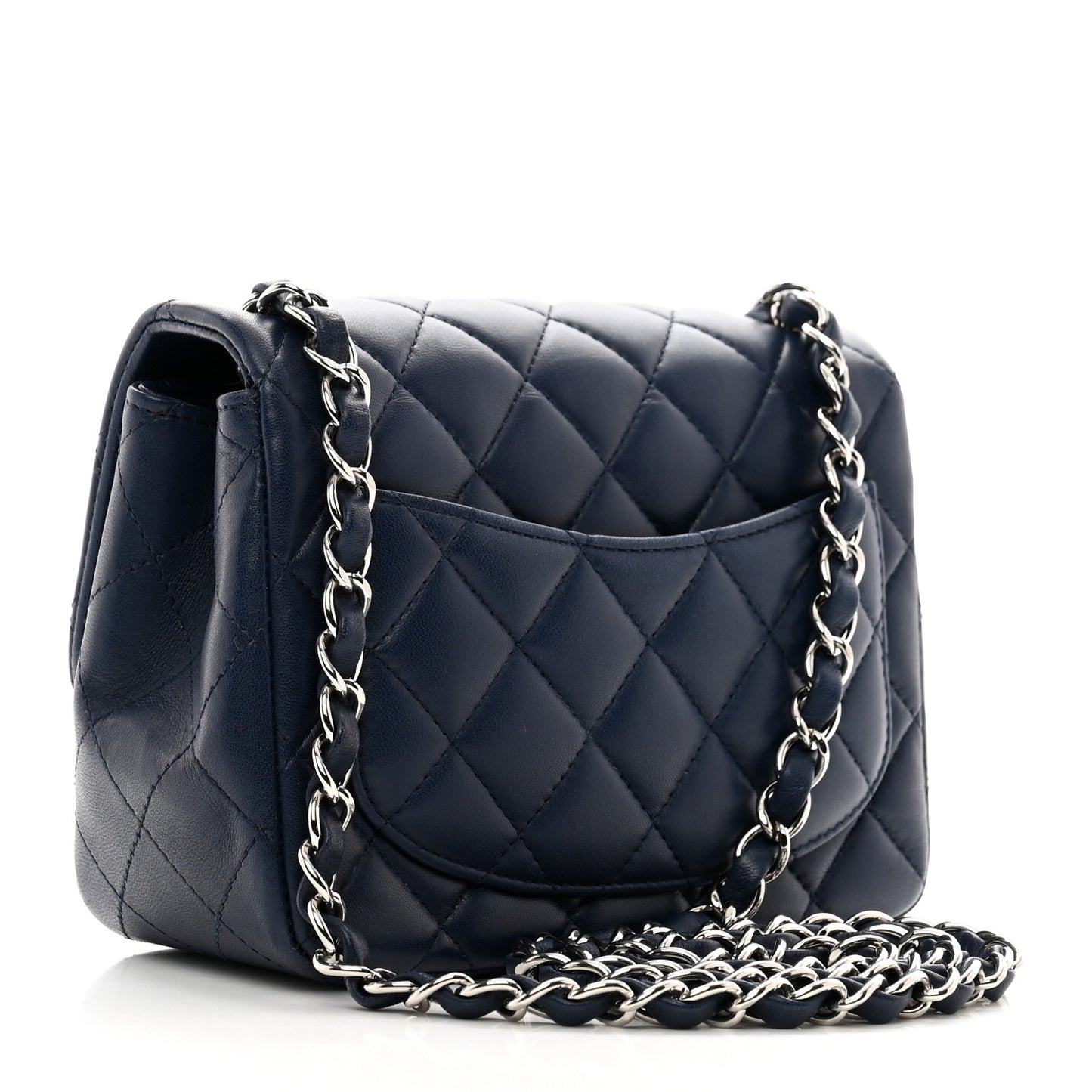 Lambskin Quilted Mini Square Flap Navy