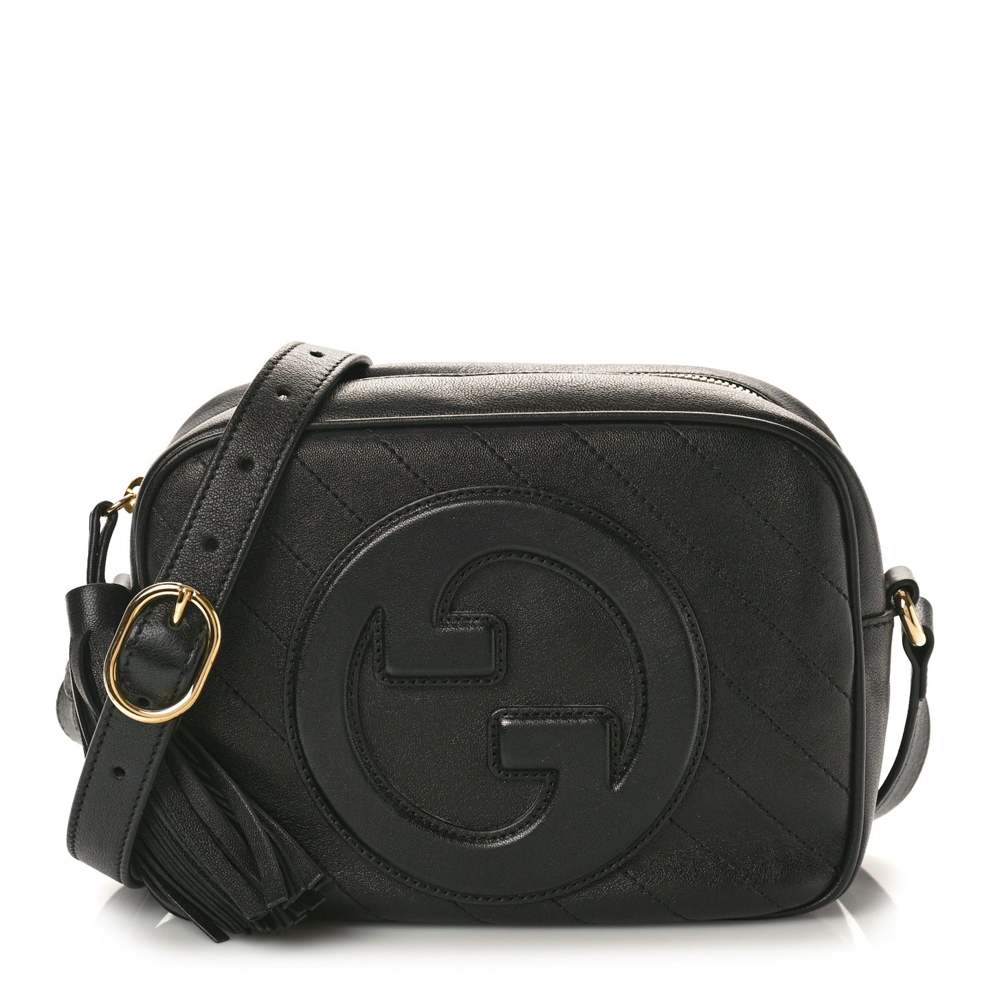 Sakai Be Green Calfskin Diagonal Stitched Small Blondie Shoulder Bag Black
