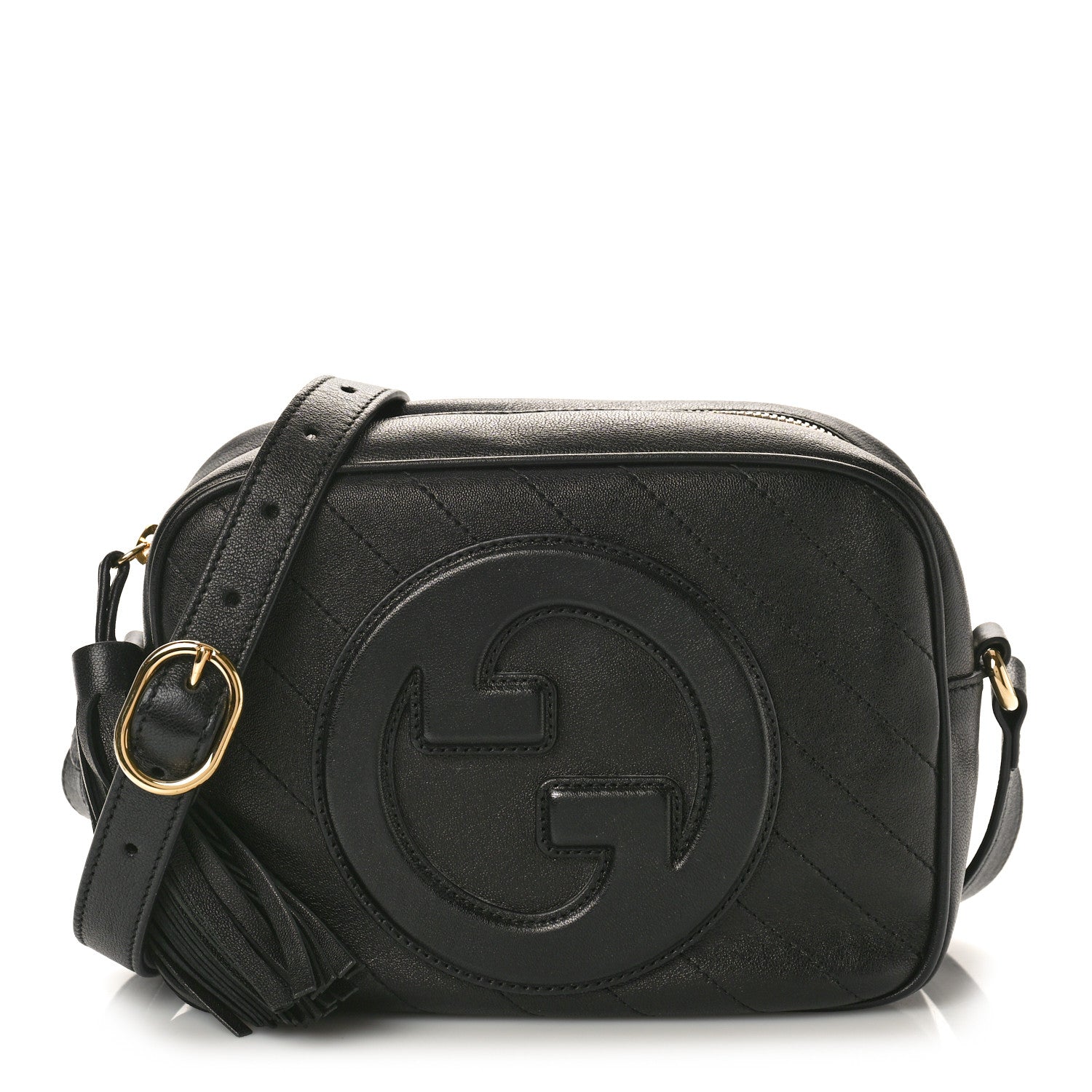 Gucci Sakai Be Green Calfskin Diagonal Stitched Small Blondie Shoulder Bag Black 1 of 9