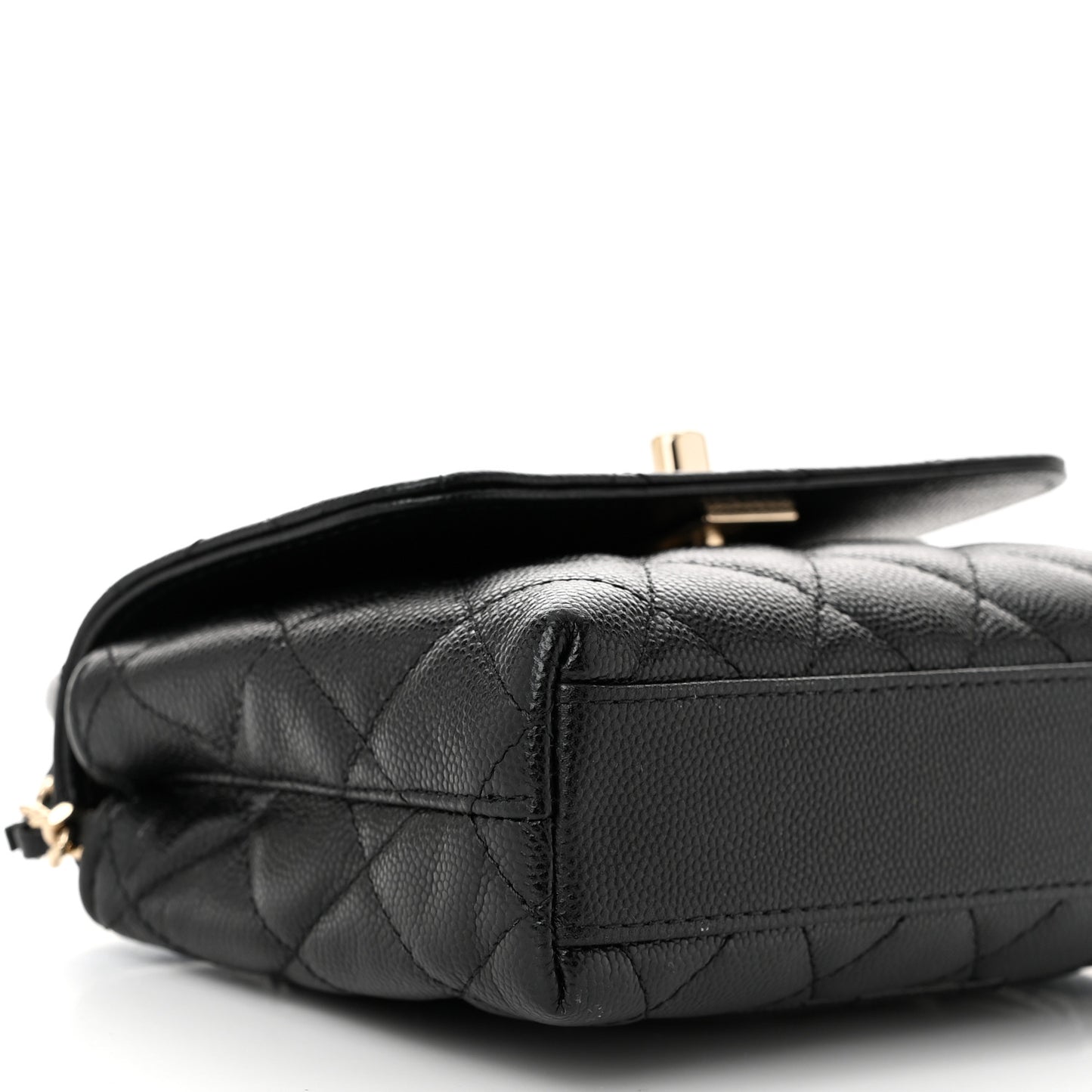 Caviar Quilted Coco Handle Clutch With Chain Black