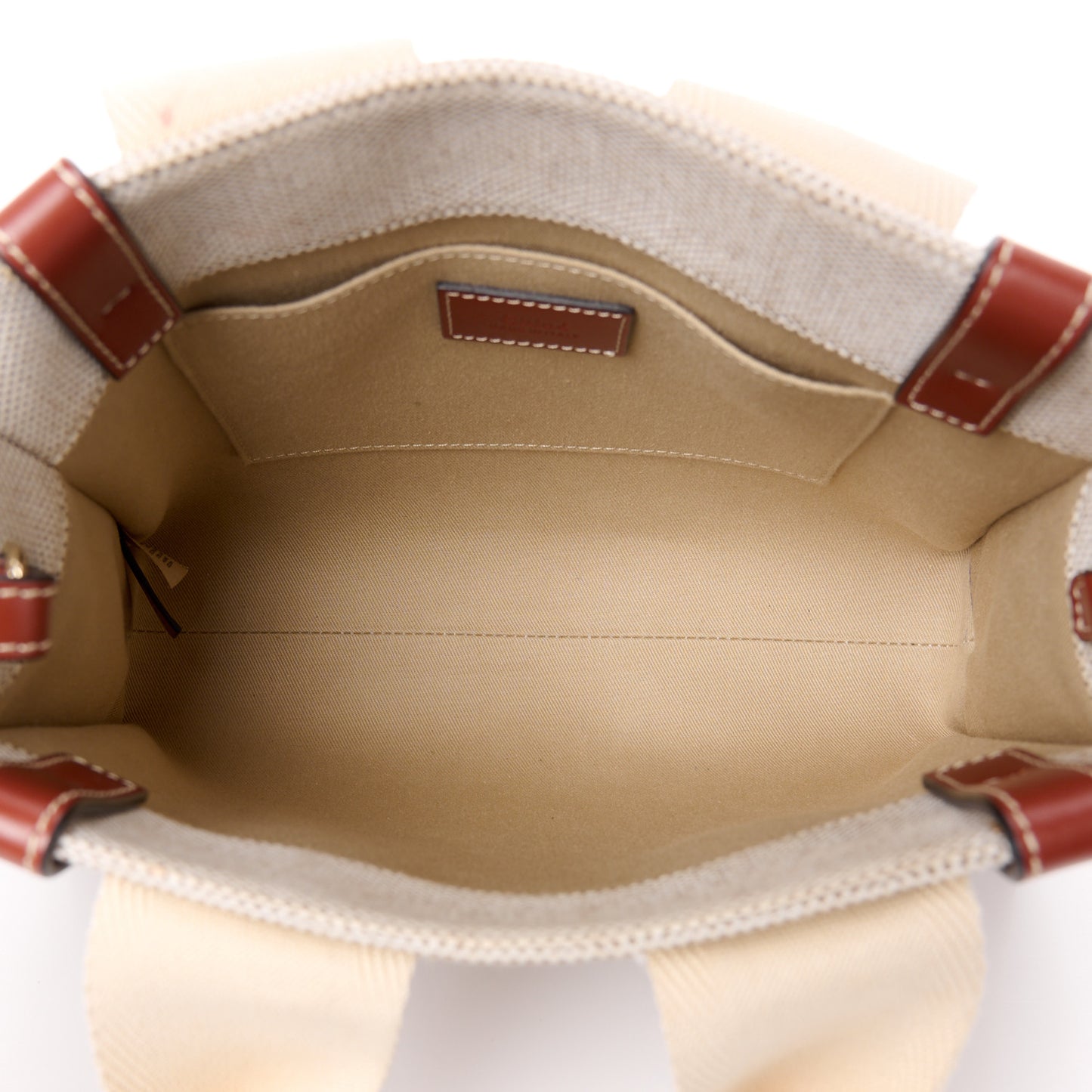 Cotton Calfskin Small Woody Ribbon Tote With Strap White Brown