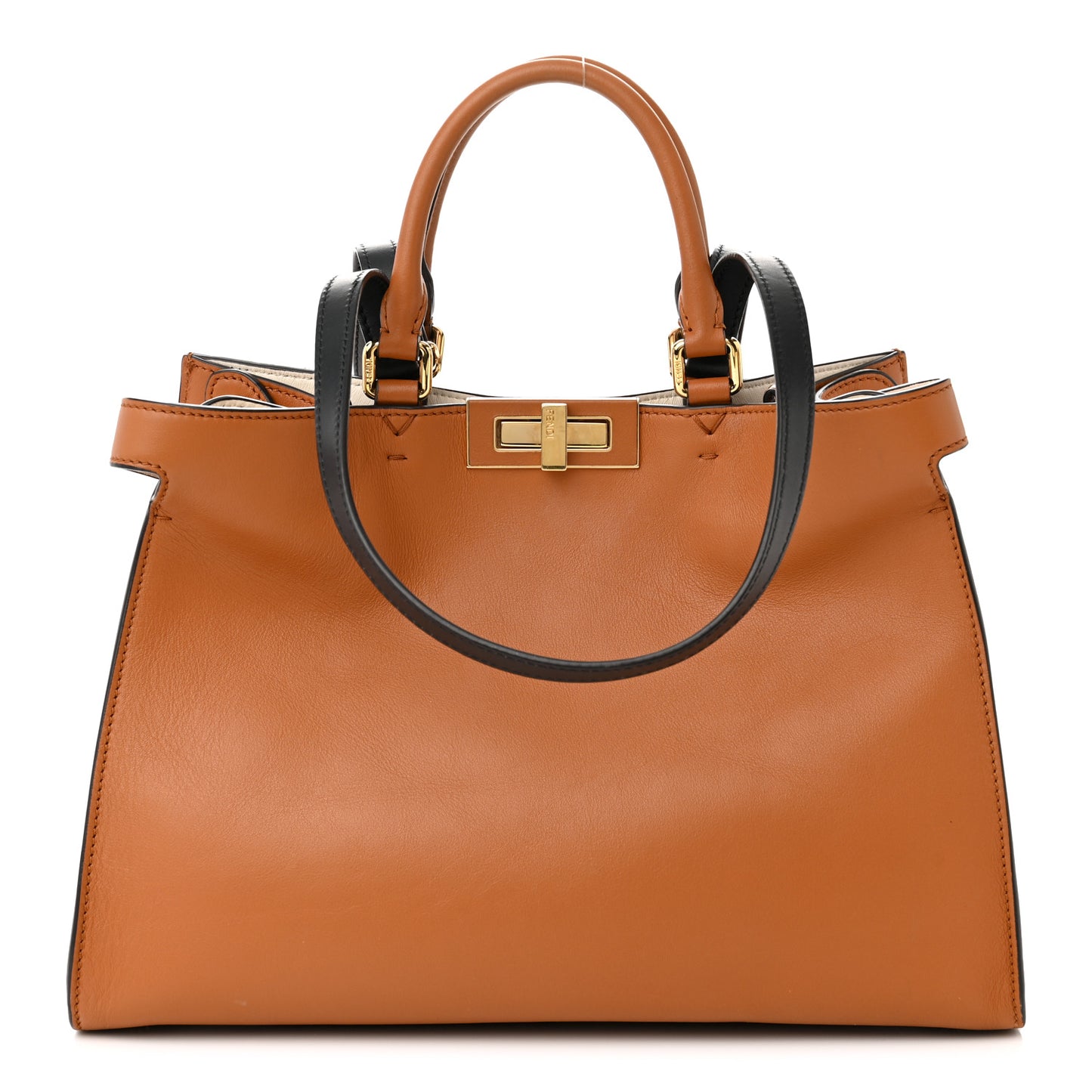 Vitello Seta Century Small Peekaboo X-Tote Brandy Black