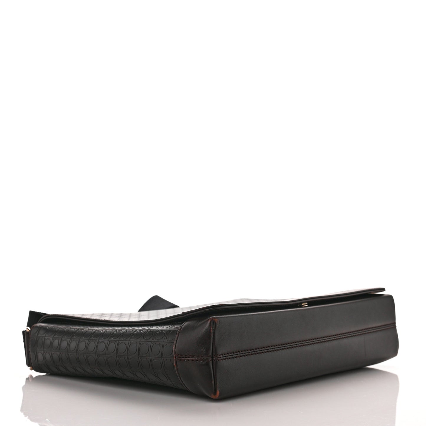 Calfskin Gancini Messenger Bag Dark Brown