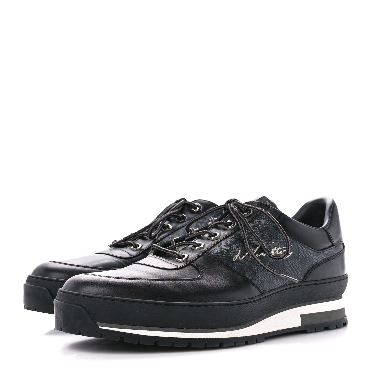 Louis Vuitton Calfskin Damier Graphite Harlem Sneakers 8.5 Black 3 of 8