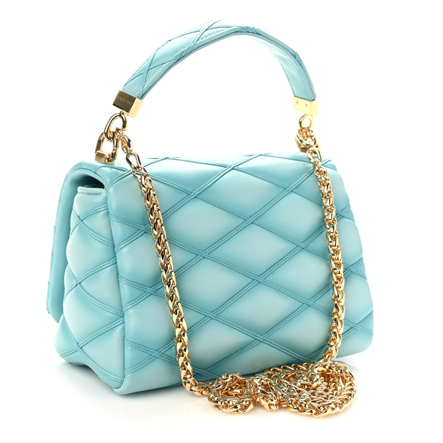 Louis Vuitton Lambskin Malletage Top Handle GO-14 MM Lagoon 4 of 9