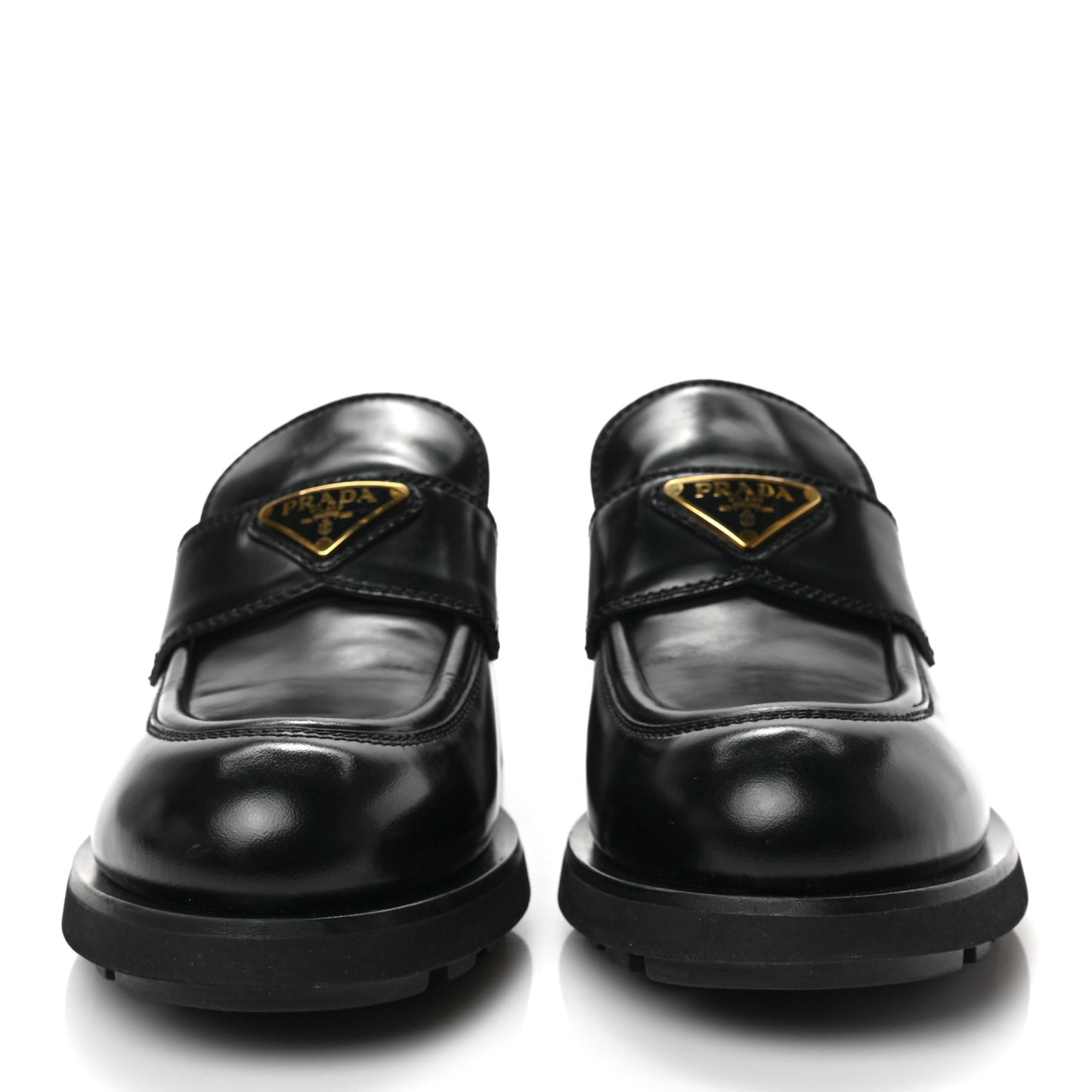 Spazzolato Metal Triangle Logo 50mm Lug Sole Loafers 39 Black