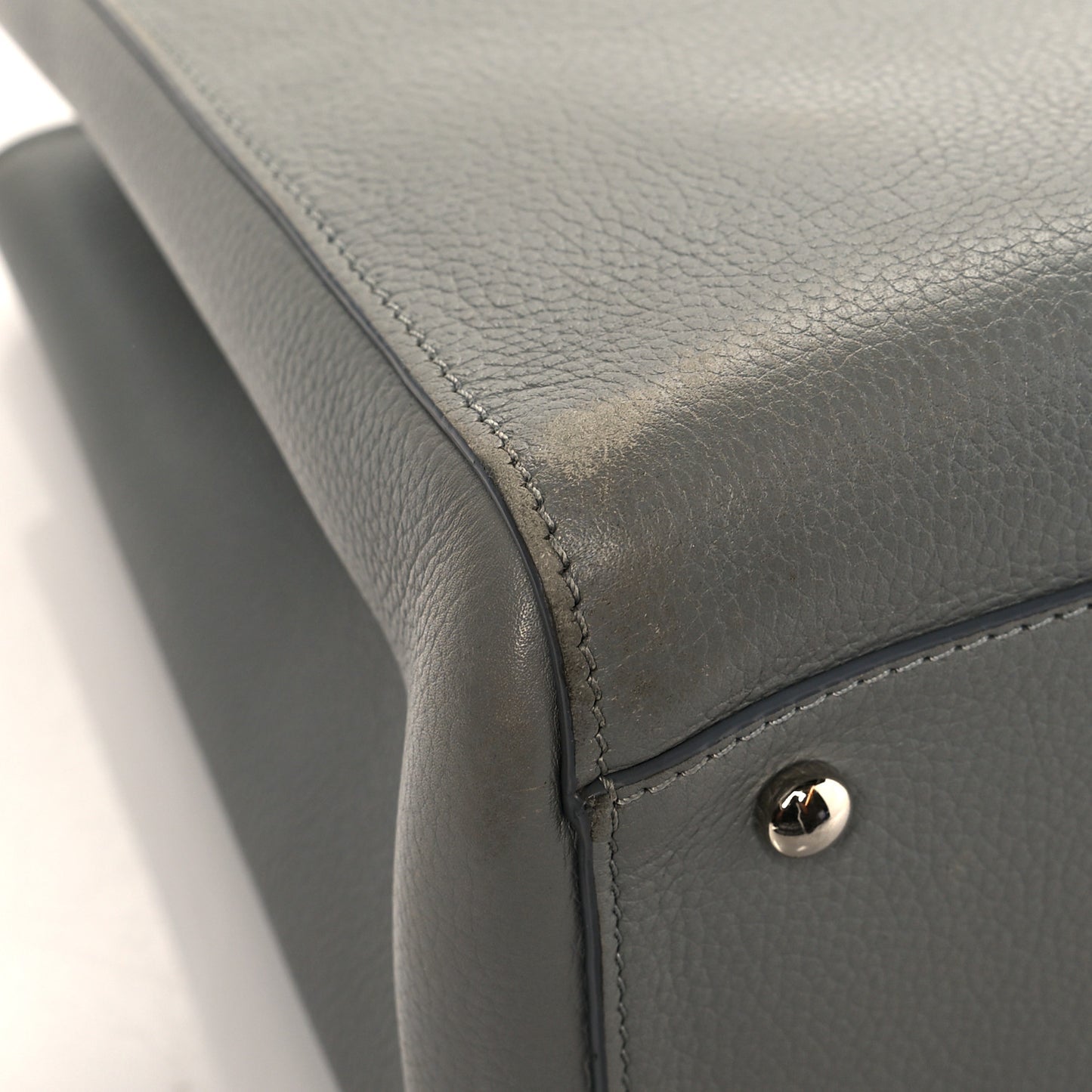 Grained Calfskin Small Neo Executive Shopper Tote Grey