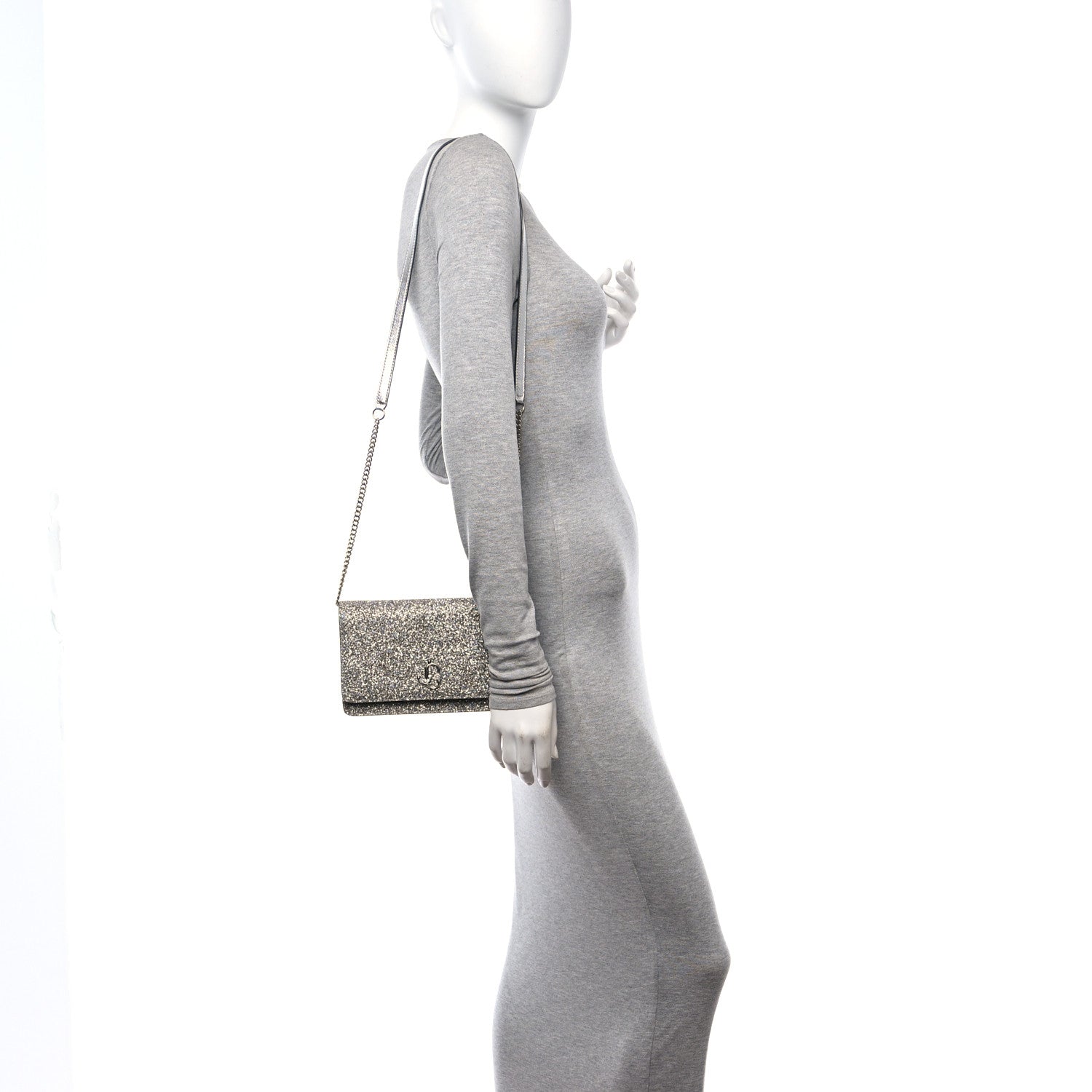 Jimmy Choo Glitter Palace Wallet On Chain Silver Multicolor 2 of 11