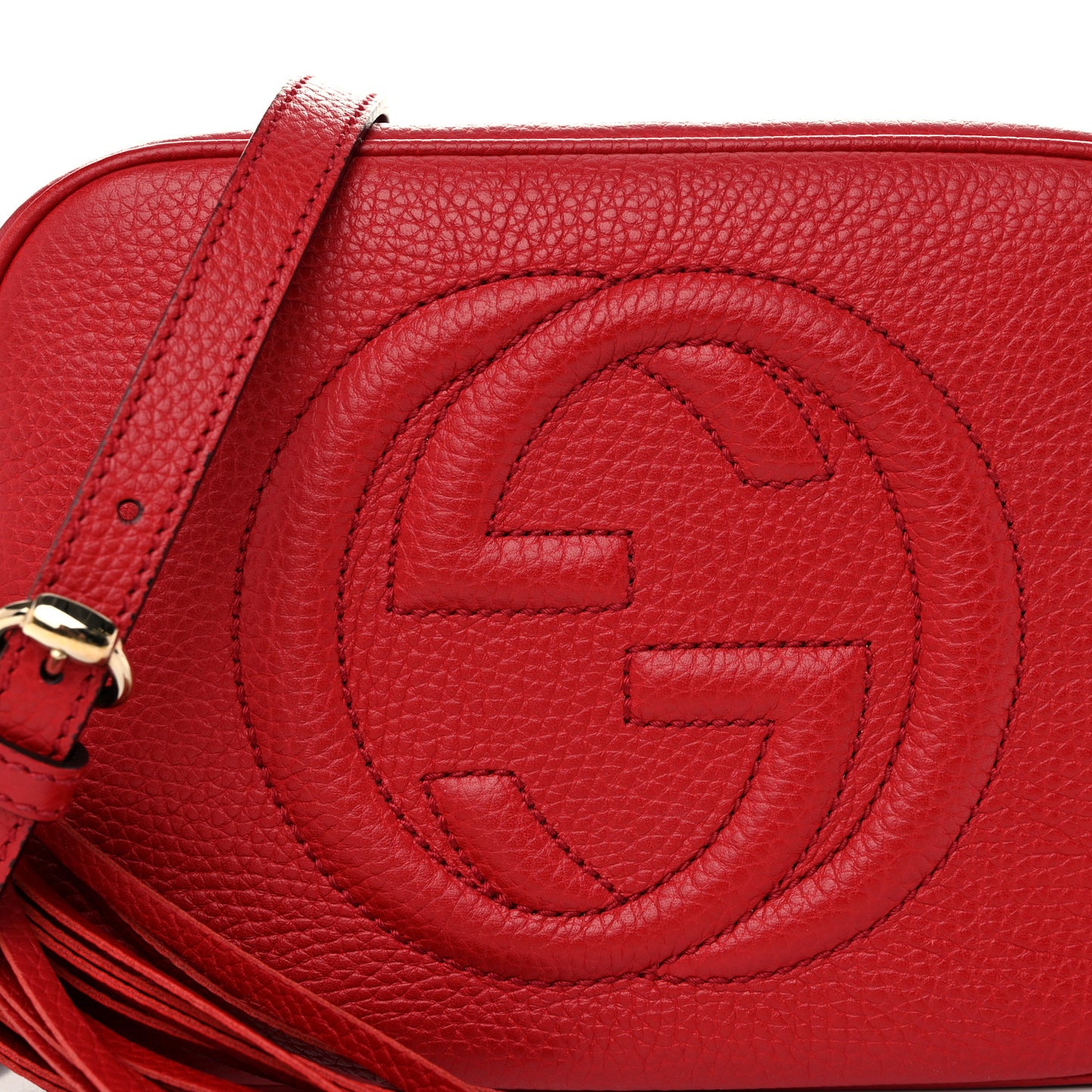 Pebbled Calfskin Small Soho Disco Bag Vibrant Red