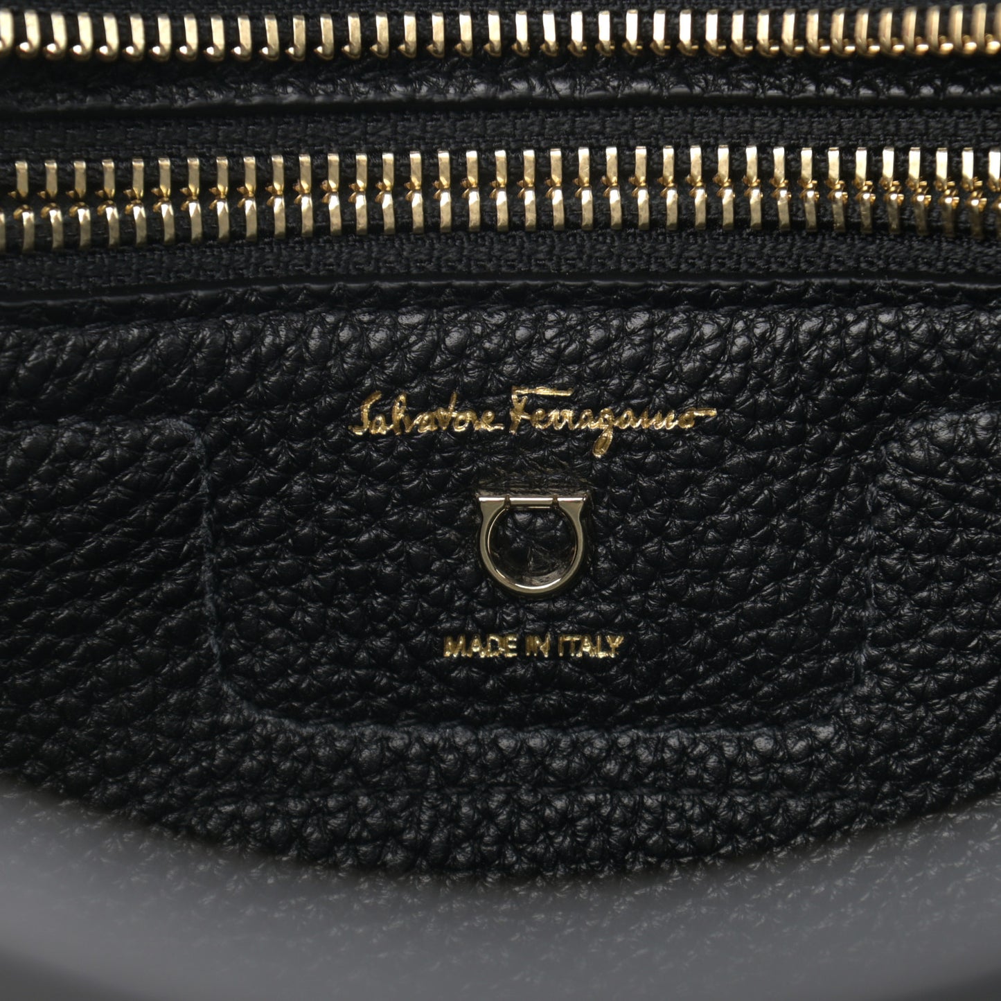 Hammered Calfskin Double Handle Small Amy Tote Black