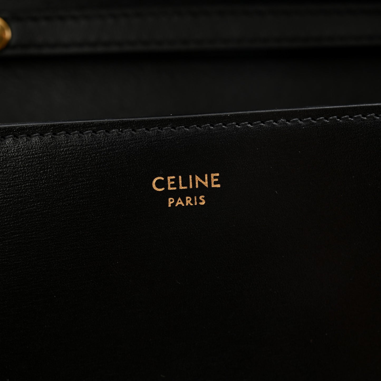 Shiny Calfskin Triomphe Margo Wallet on Chain Black