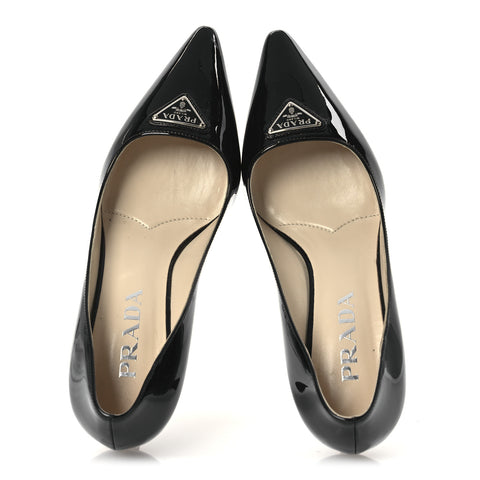 Spazzolato Triangle Pointed Toe Pumps 35 Black