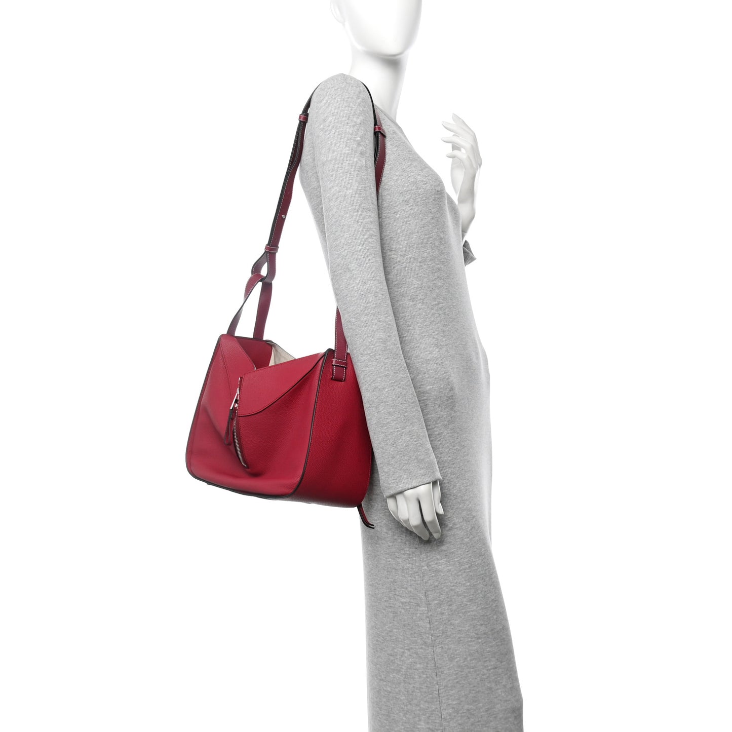 Grained Calfskin Small Hammock Shoulder Bag Raspberry