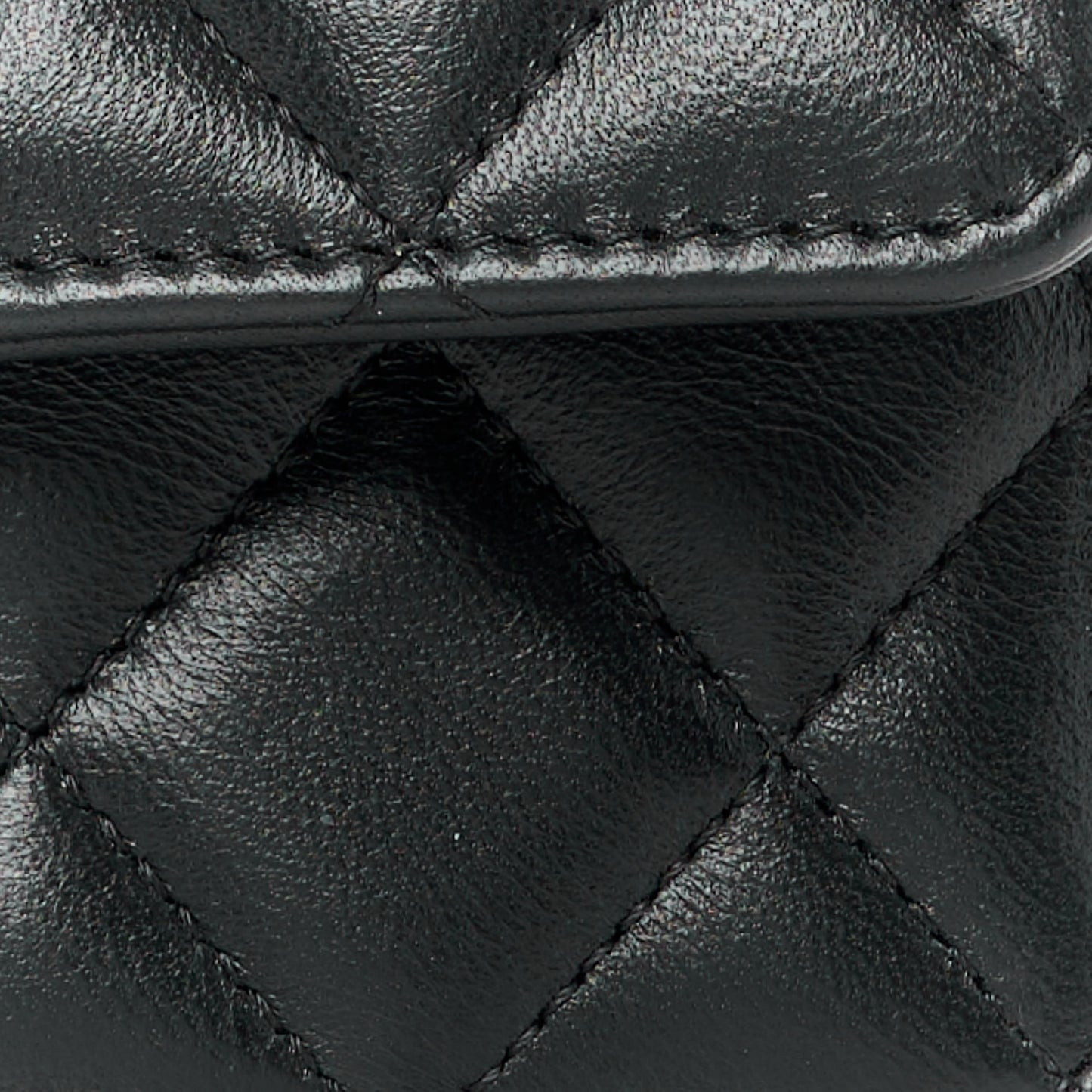 Lambskin Quilted Chain Top Handle Clutch With Chain Black