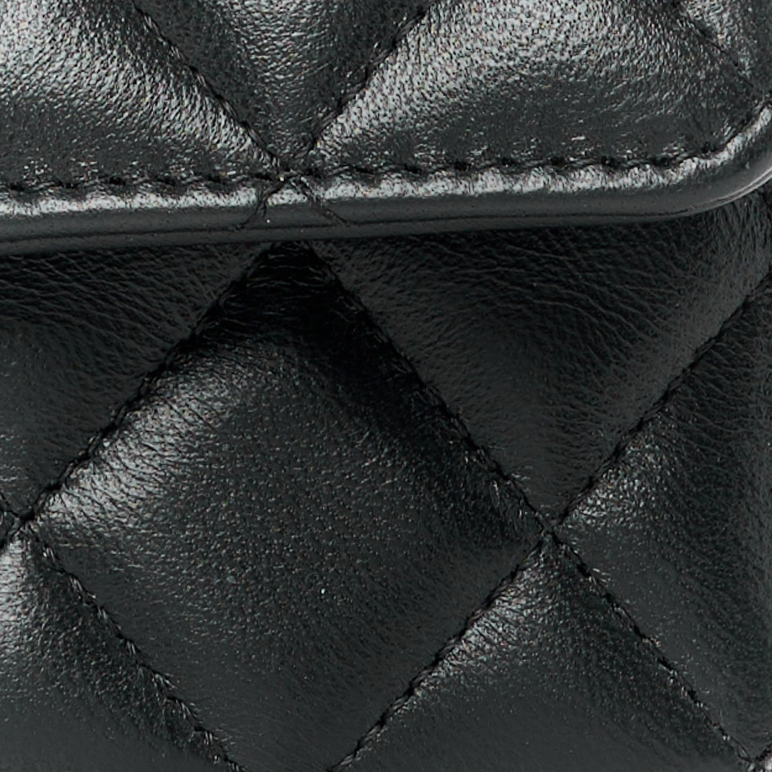 Chanel Lambskin Quilted Chain Top Handle Clutch With Chain Black 8 of 11