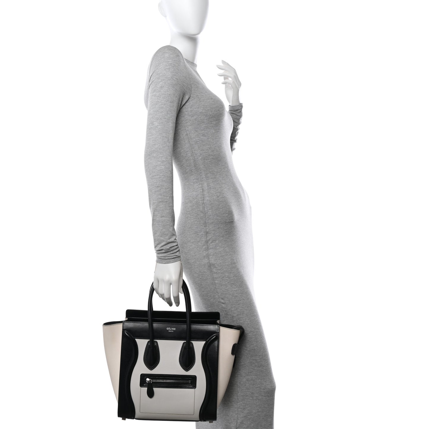 Smooth Calfskin Lizard Embossed Bi-Color Micro Luggage Black White