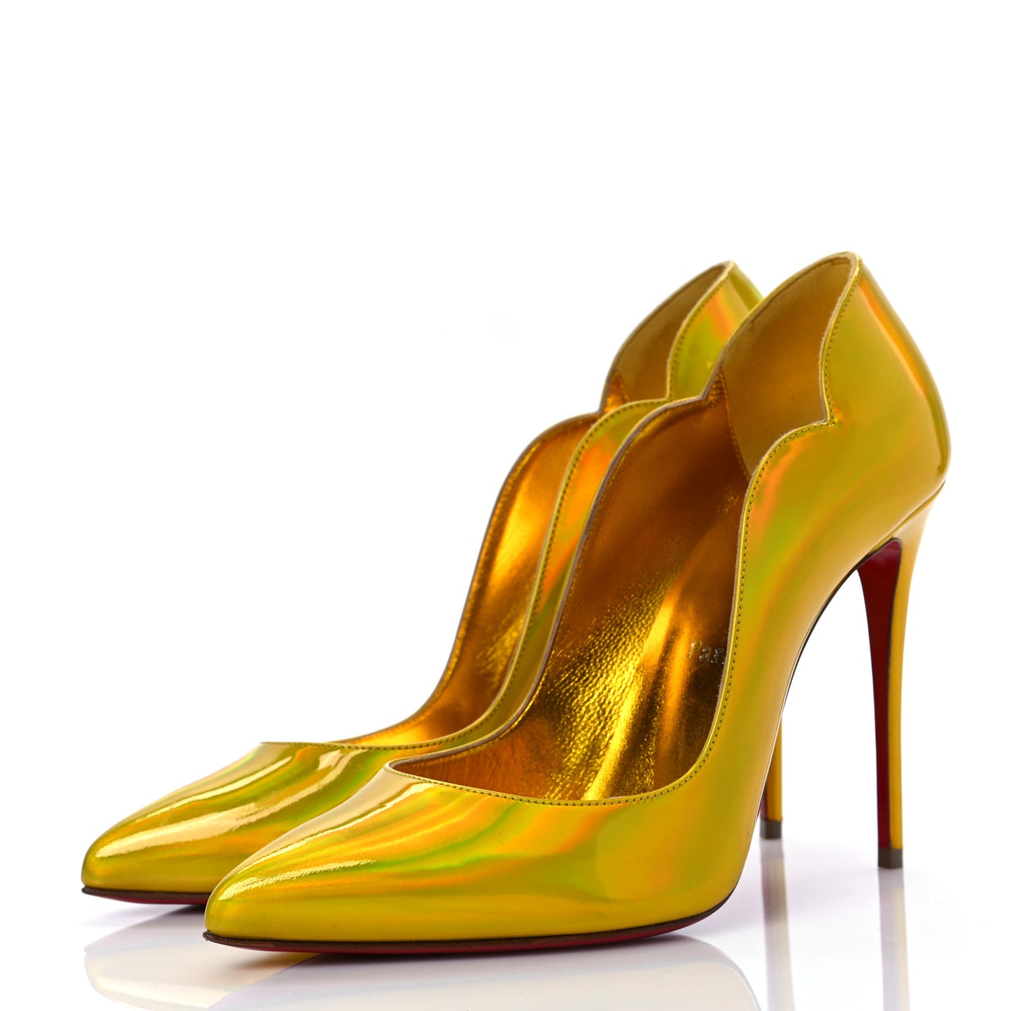 Metallic Patent Hot Chick 100 Pumps 38 Yellow