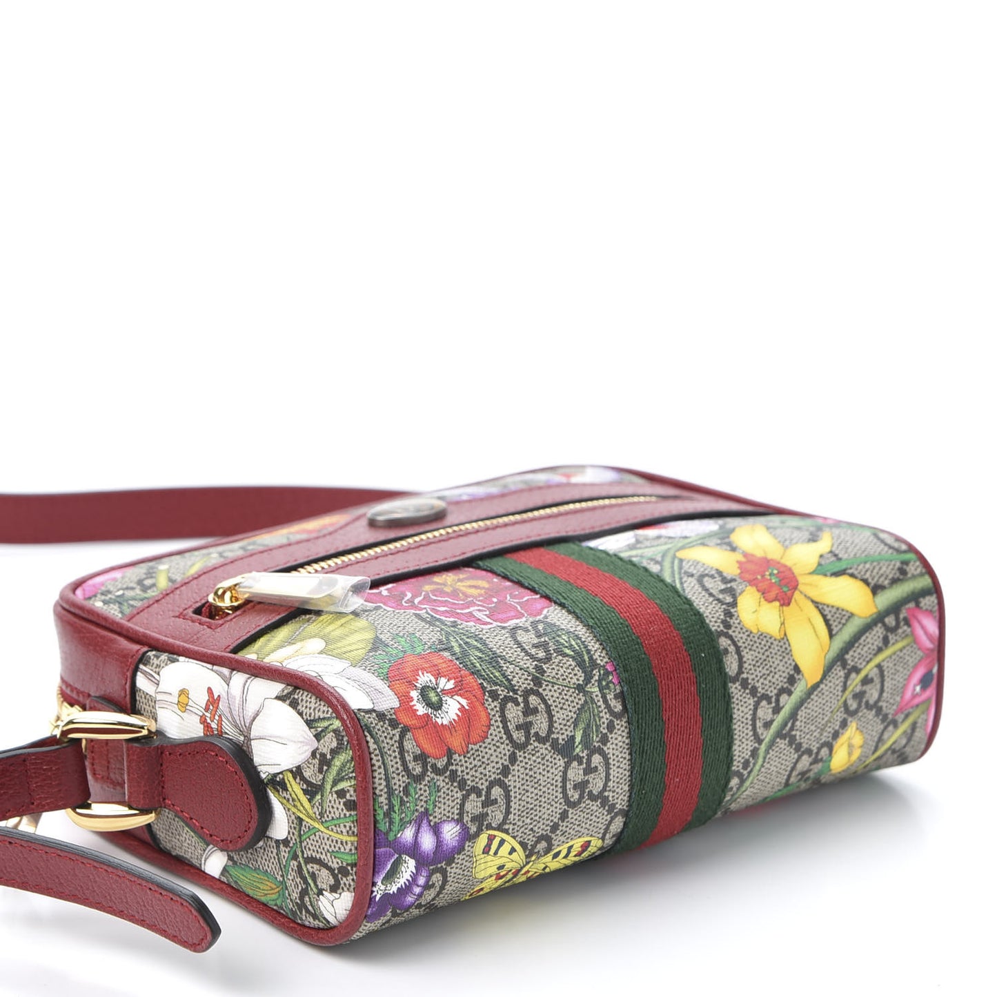 GG Supreme Monogram Flora Web Mini Ophidia Shoulder Bag Red